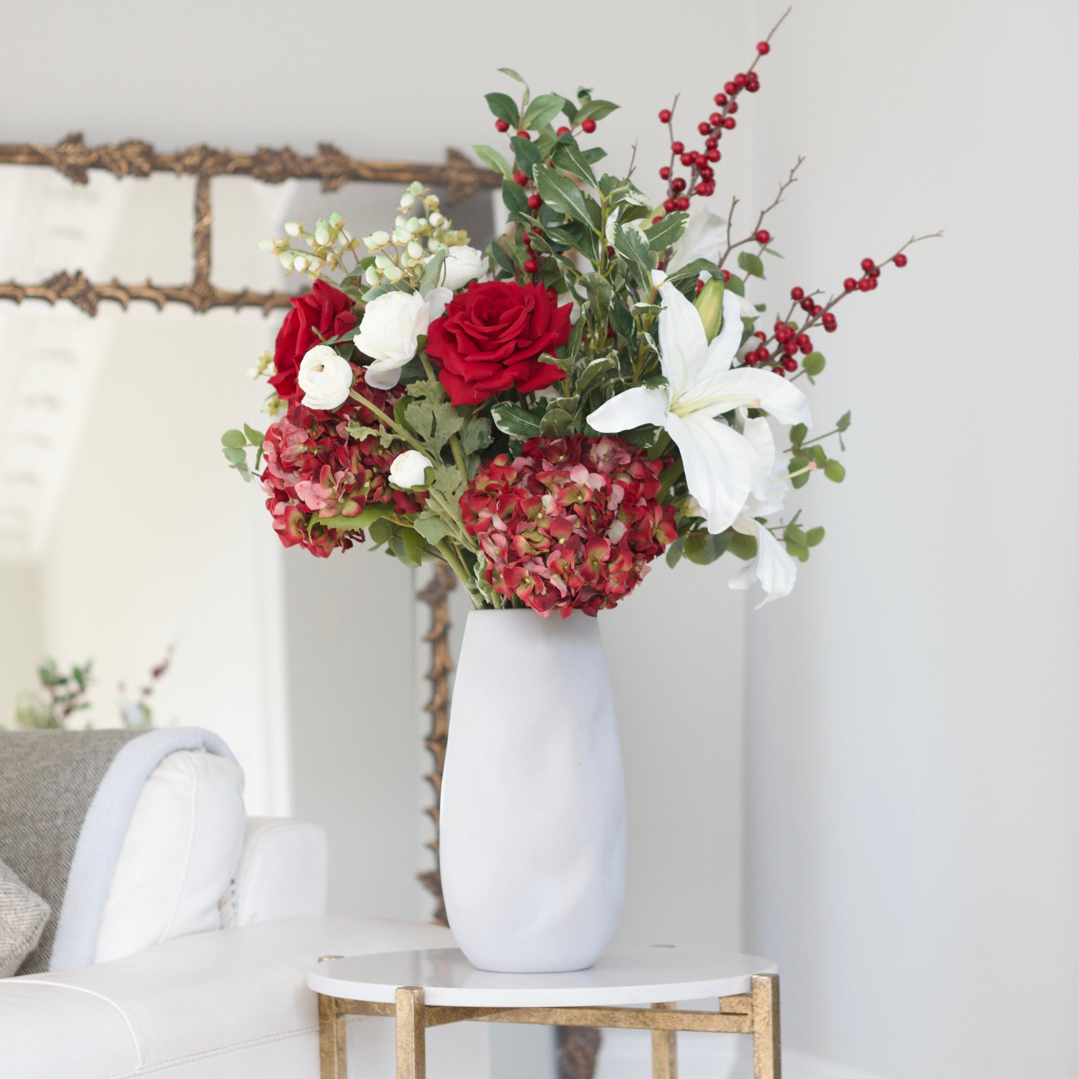 Realistic Christmas Artificial Flower Arrangement by The Faux Flower Company