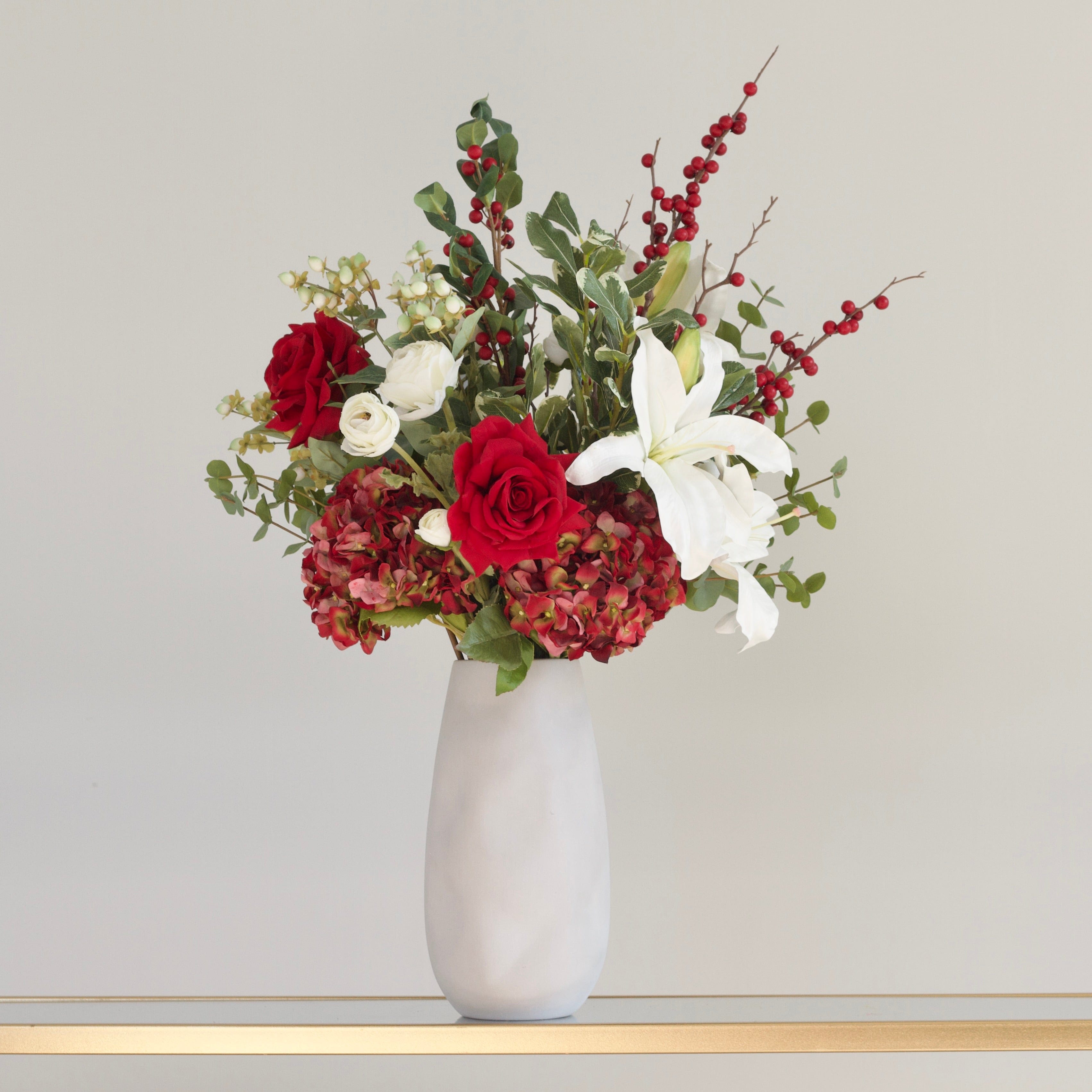 Realistic Christmas Artificial Flower Arrangement by The Faux Flower Company