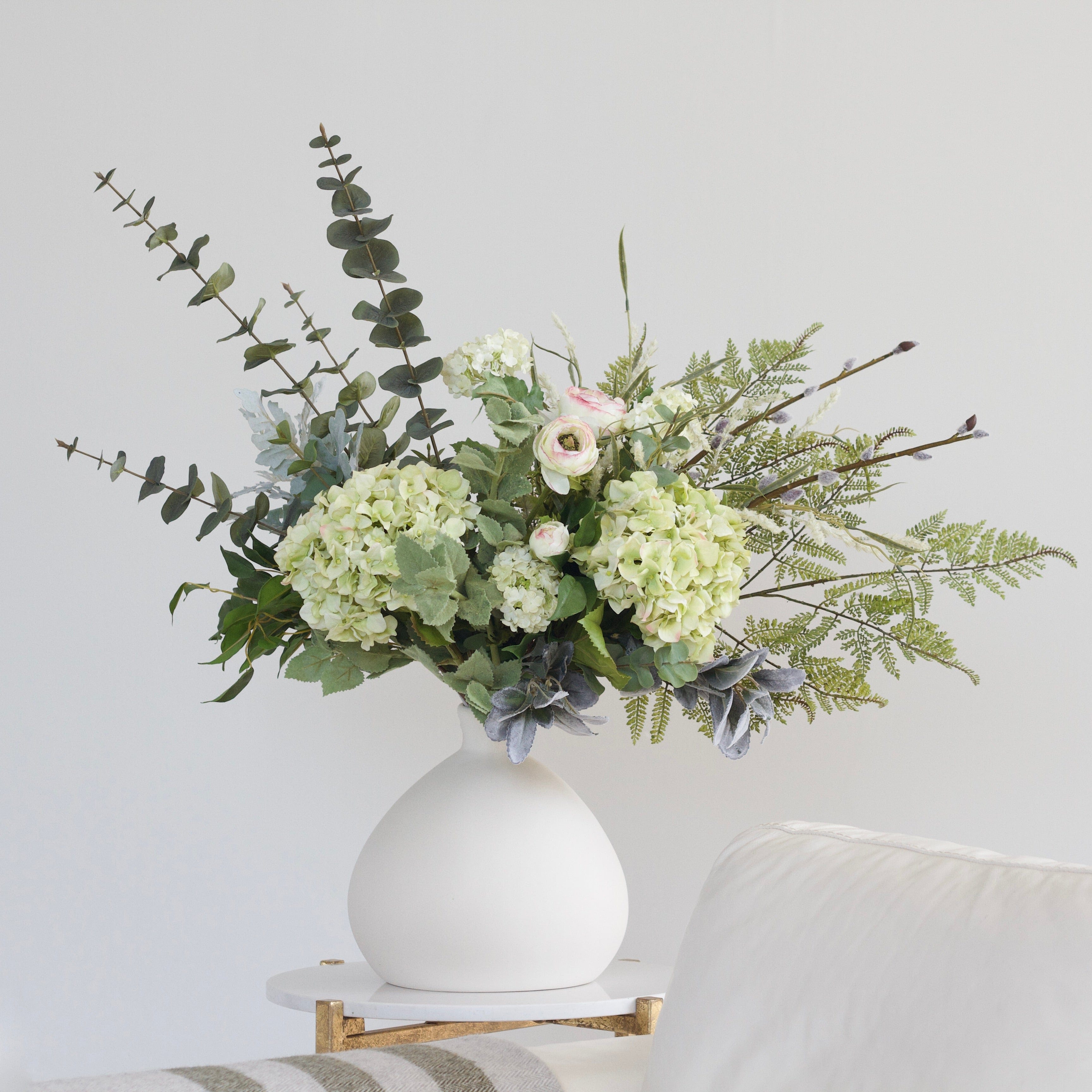 Realistic Gathered Greens Bouquet & Burford Vase Set GATHERED BQ + ABP1747 by The Faux Flower Company
