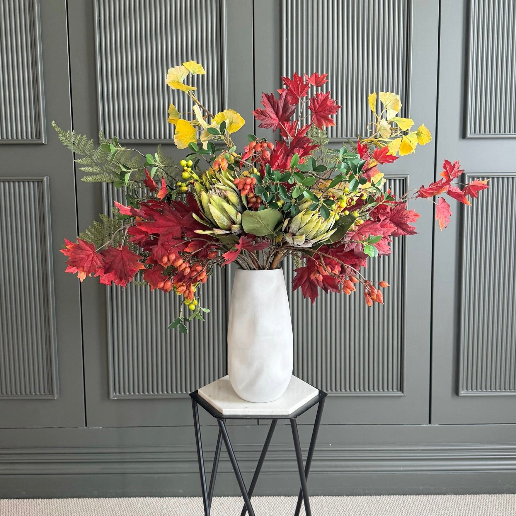 Realistic Gathered Leaves Artificial Flower Arrangement by The Faux Flower Company