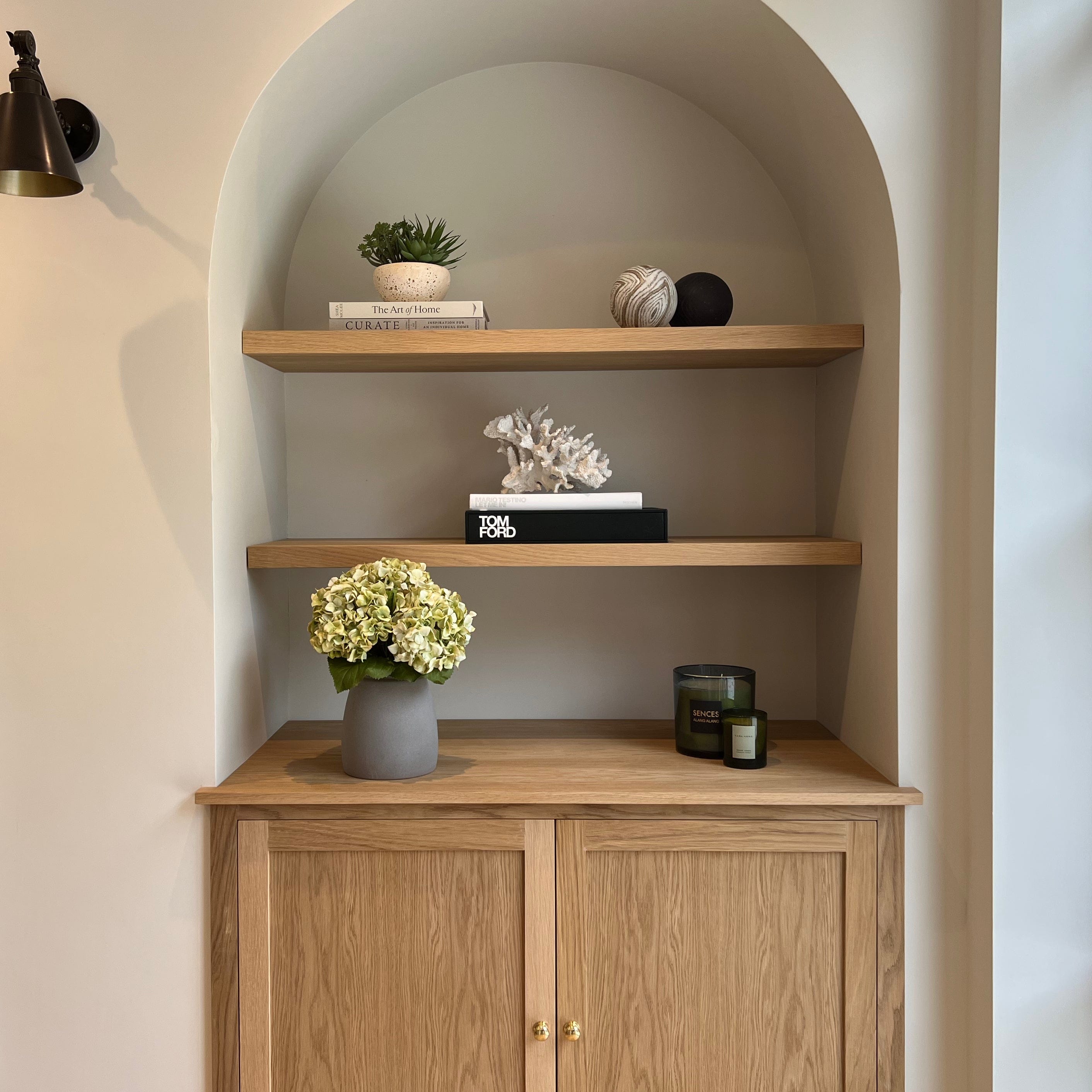 Realistic Green Dried Hydrangea Bouquet & Kemble Vase Set ABY5070GR-3 + ABP1766 by The Faux Flower Company