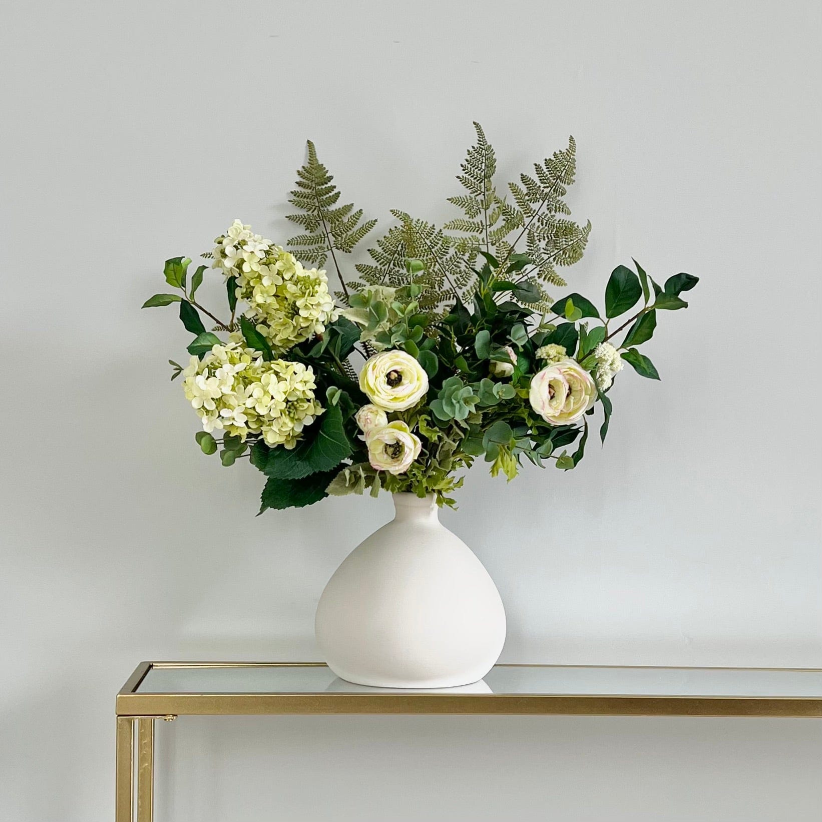 Realistic Green Light Artificial Flower Arrangement by The Faux Flower Company