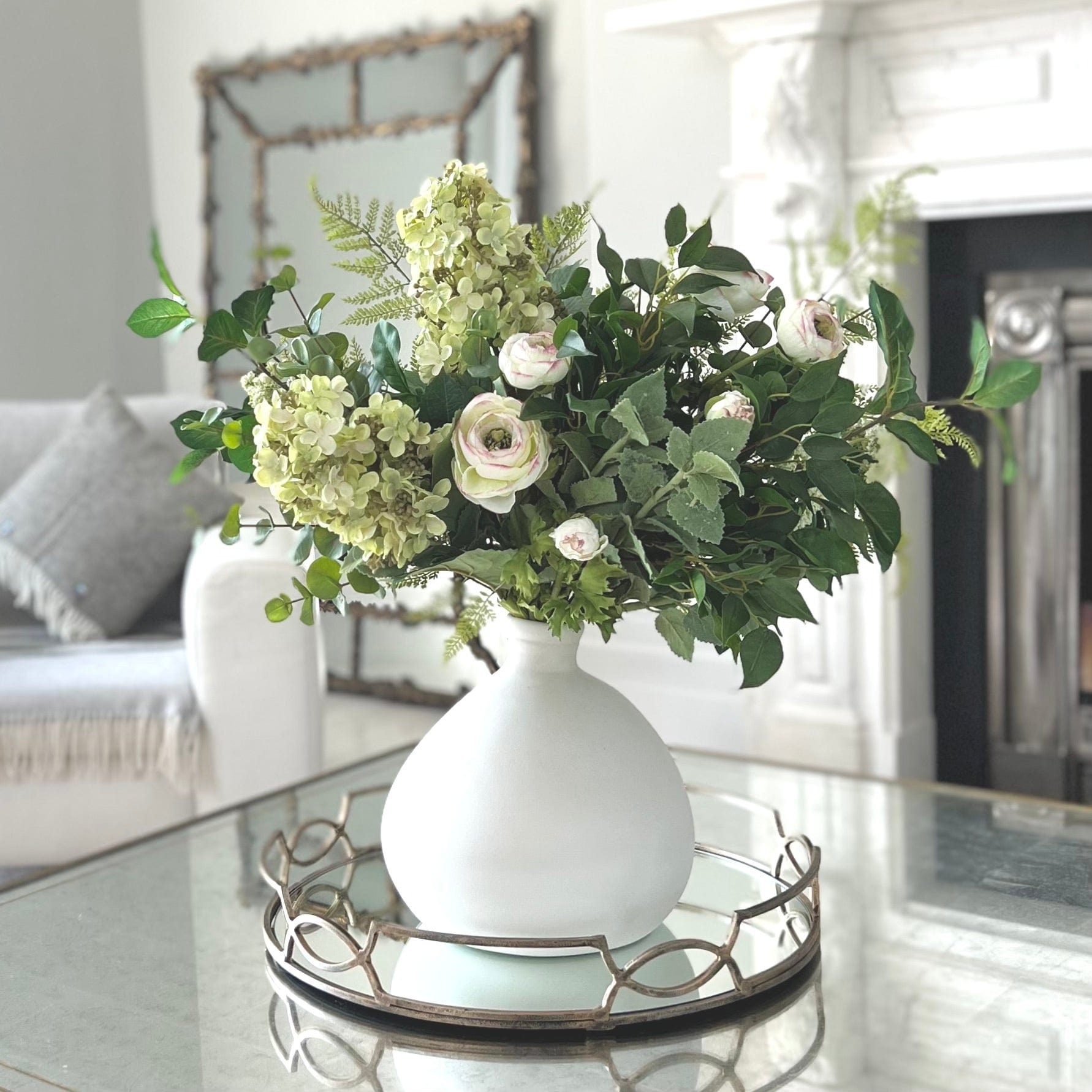 Realistic Green Light Artificial Flower Arrangement by The Faux Flower Company