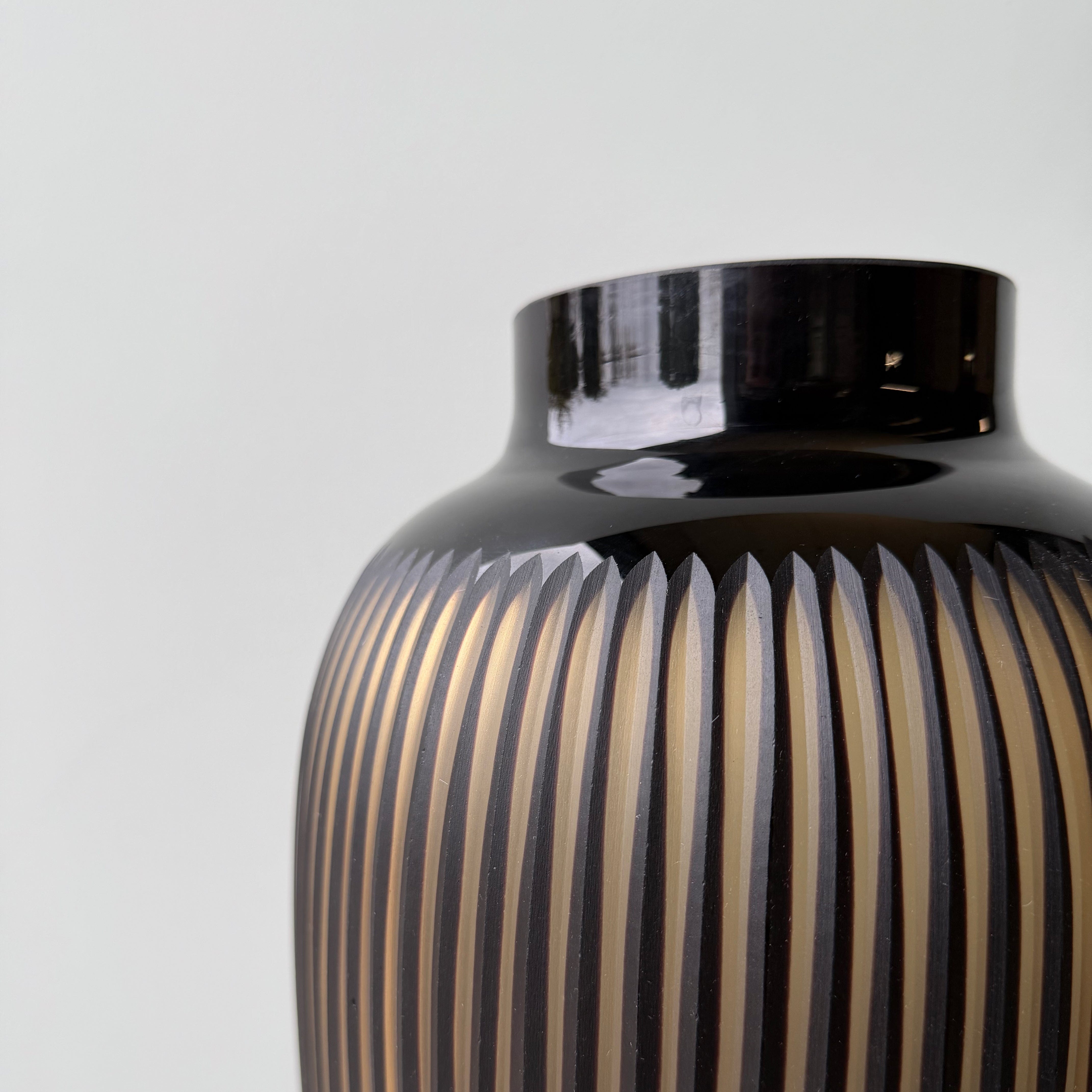 Realistic Hand Blown Amber Glass Ribbed Vase AHCH-0560 by The Faux Flower Company