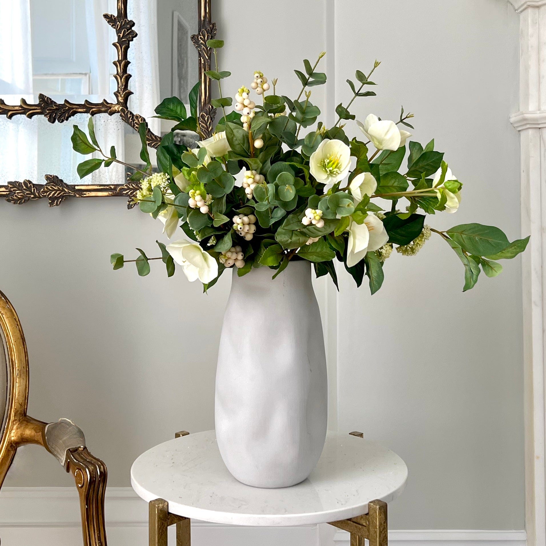 Realistic Hellebore & Berries Artificial Arrangement by The Faux Flower Company