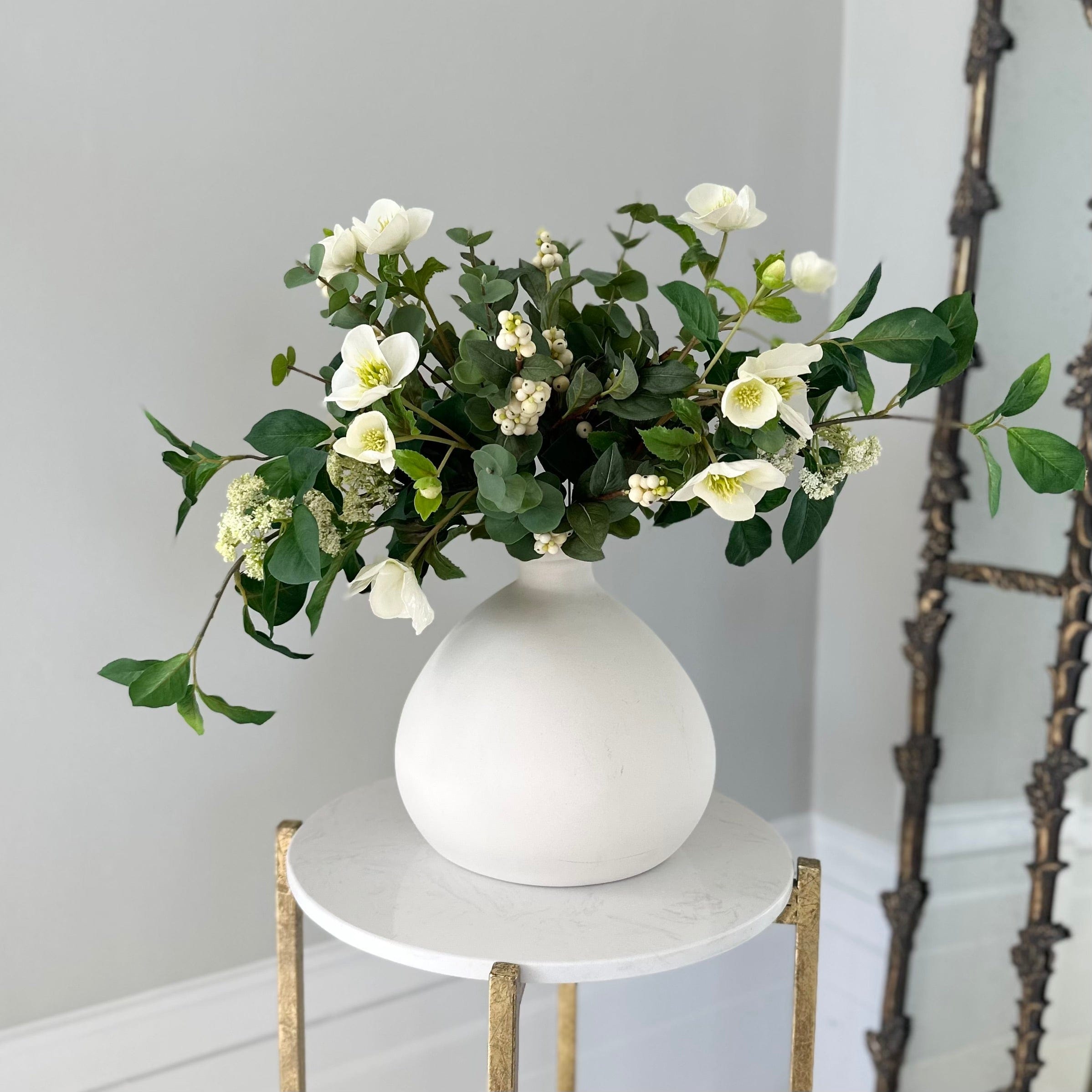 Realistic Hellebore & Berries Artificial Arrangement by The Faux Flower Company