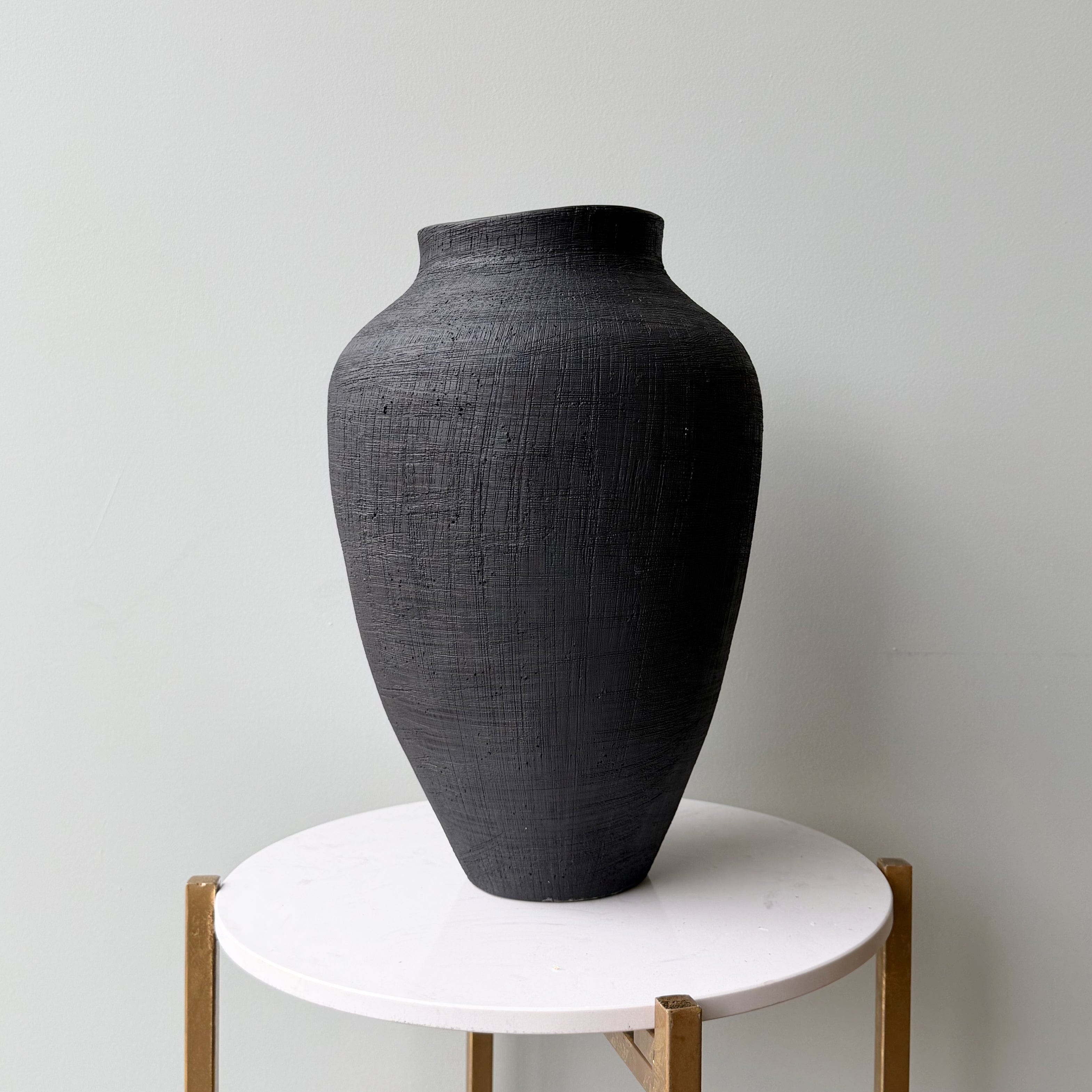 Realistic Large Black Textured Vase AHCH-0950 by The Faux Flower Company