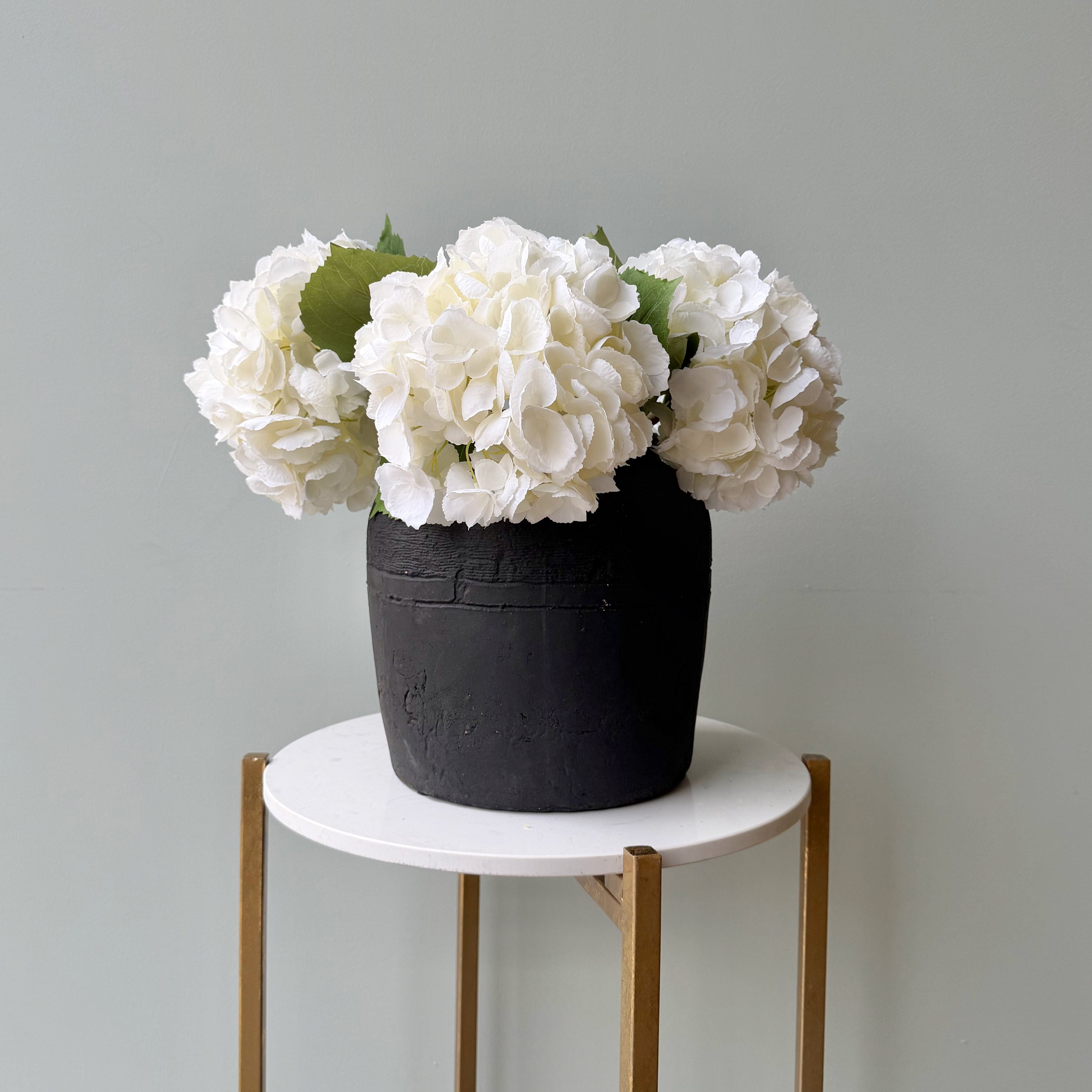 Realistic Short Textured Charcoal Vase AHCH-3580 by The Faux Flower Company