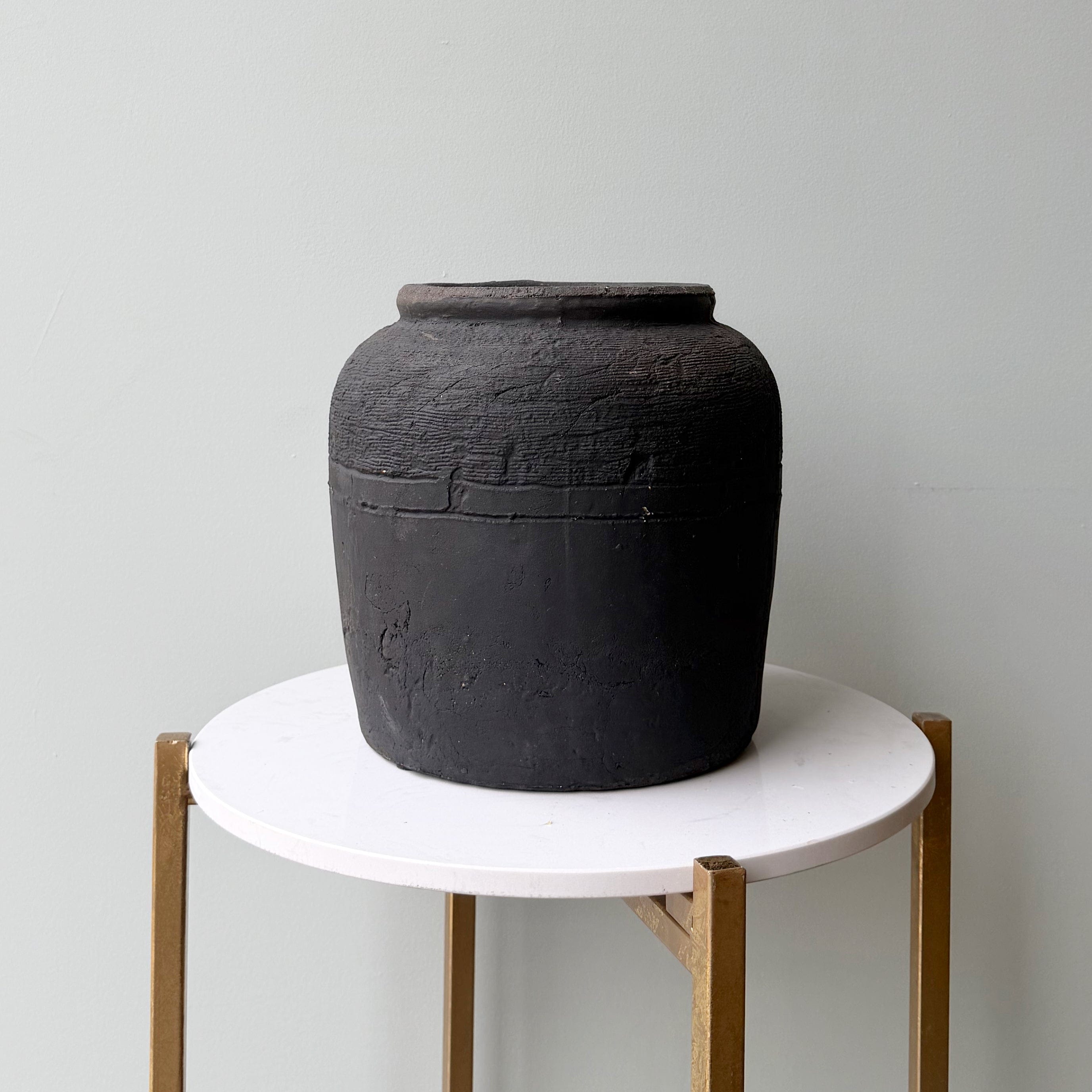 Realistic Short Textured Charcoal Vase AHCH-3580 by The Faux Flower Company