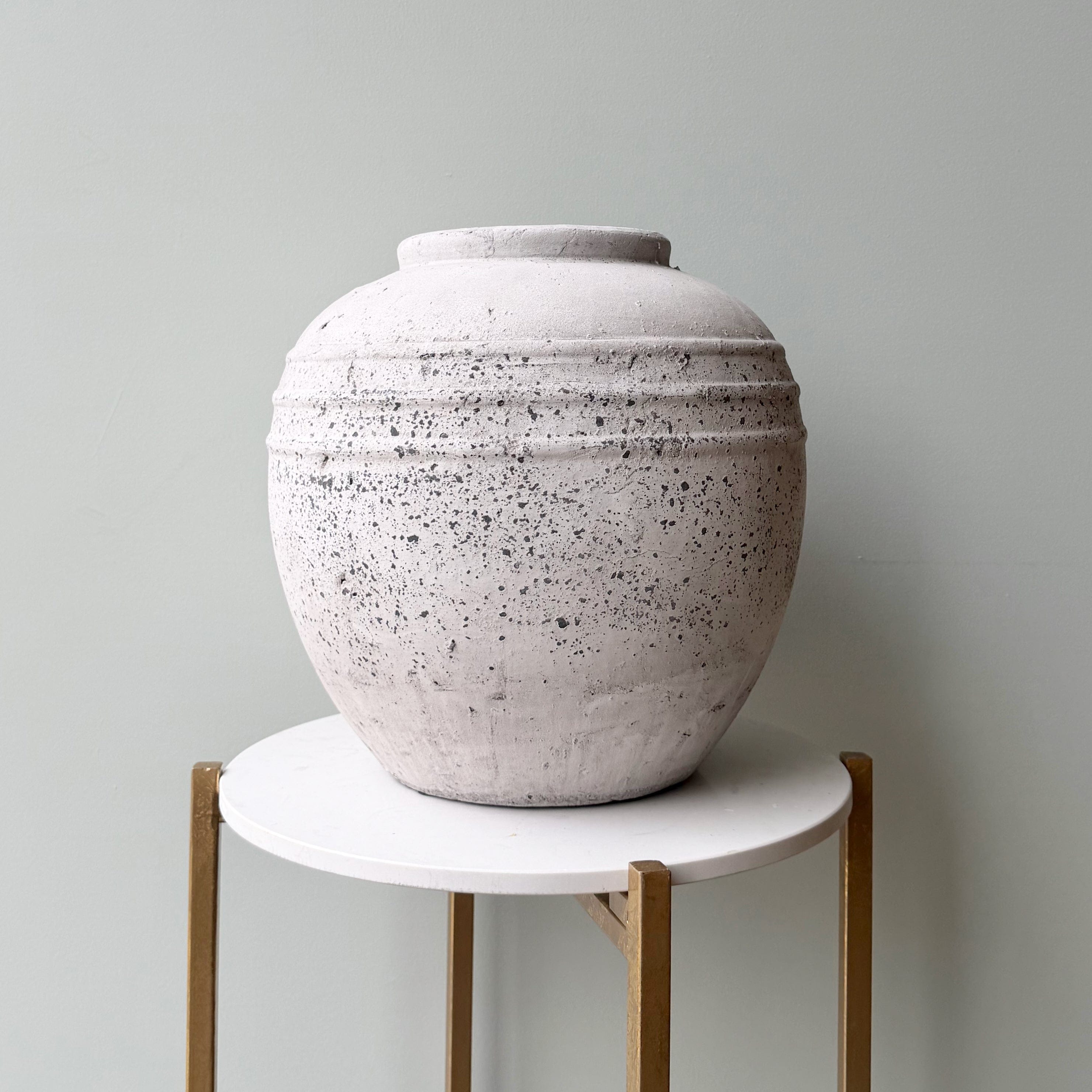 Realistic Large Pale Grey Distressed Stone Vase AHCH-1600 by The Faux Flower Company