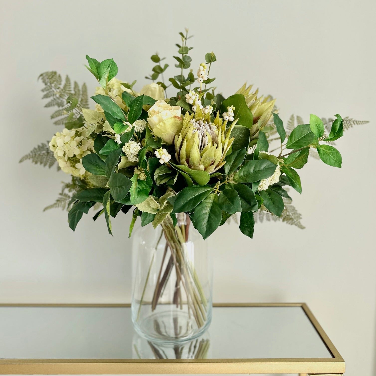 Realistic Nice & Native Bouquet & Clear Funnel Neck Vase Set NATIVE BQ + ABV2253 by The Faux Flower Company