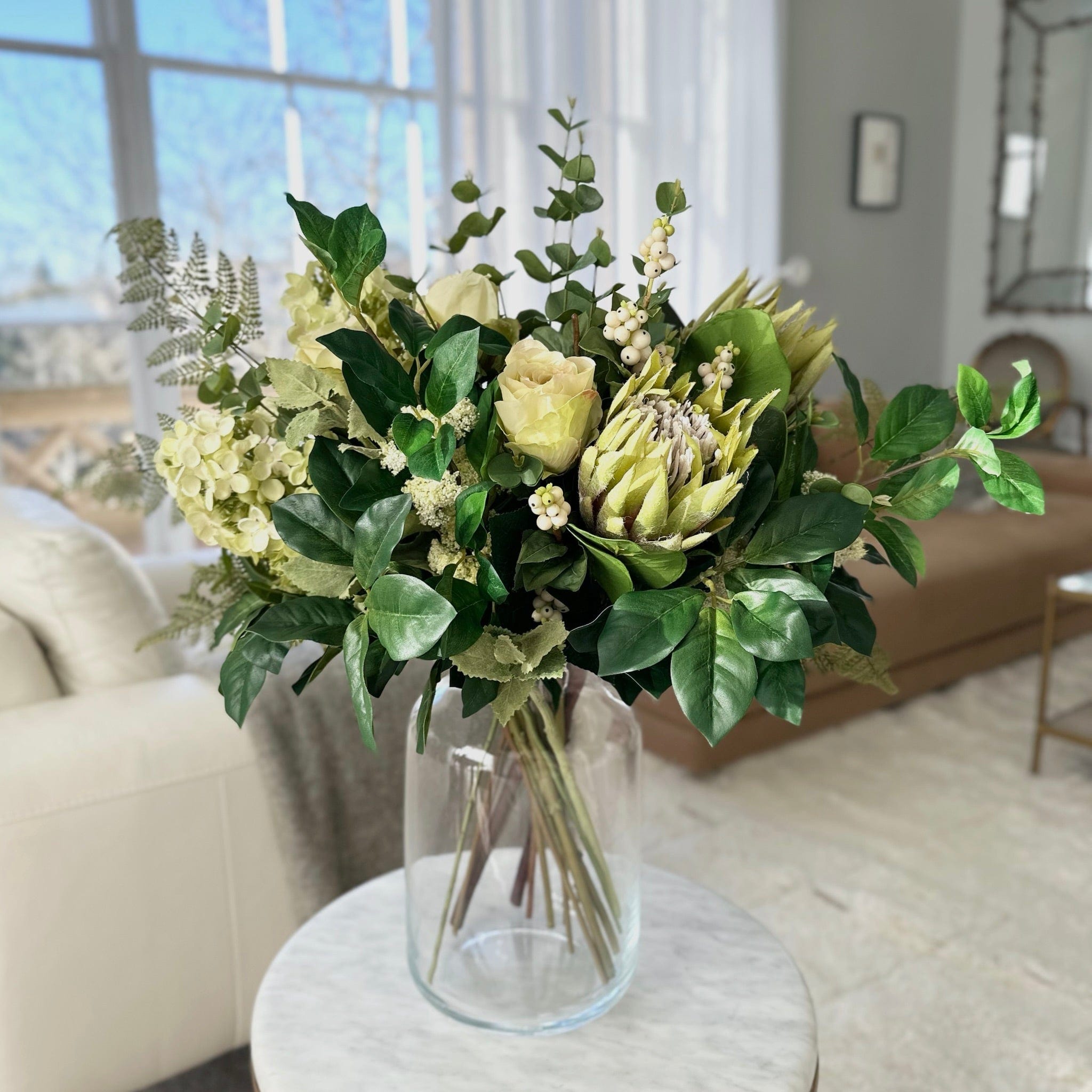 Realistic Nice & Native Bouquet & Clear Funnel Neck Vase Set NATIVE BQ + ABV2253 by The Faux Flower Company