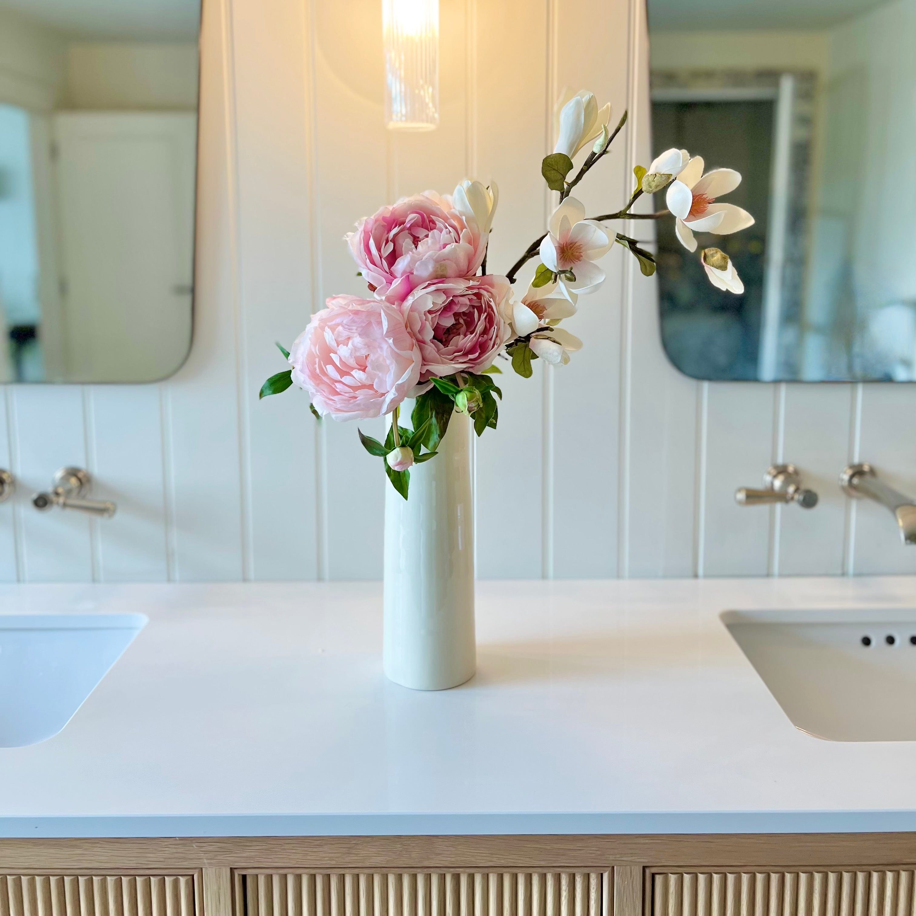 Realistic Pink Peony & Magnolia Arrangement by The Faux Flower Company