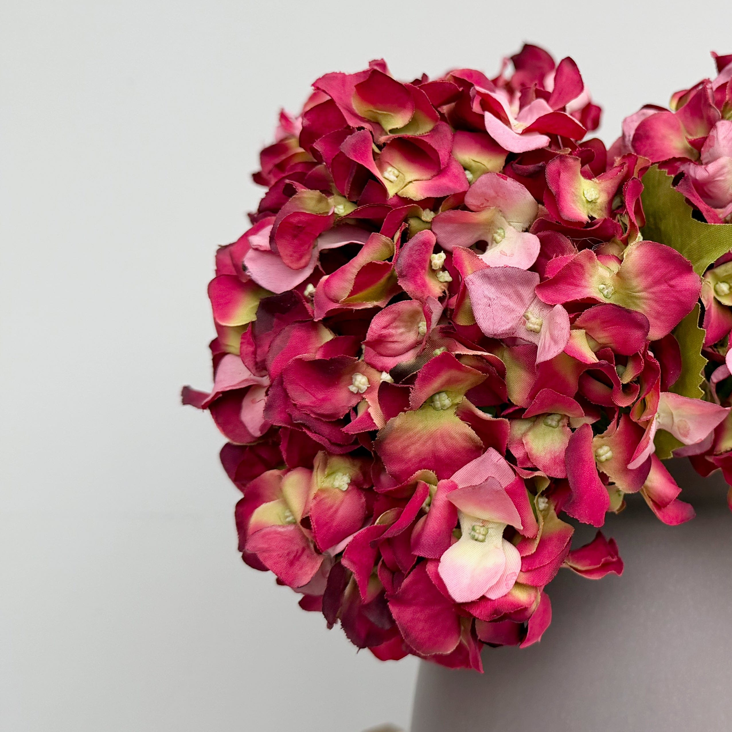 Realistic Red Dried Hydrangea Bouquet & Kemble Vase Set ABY5070RD-3 + ABP1766 by The Faux Flower Company