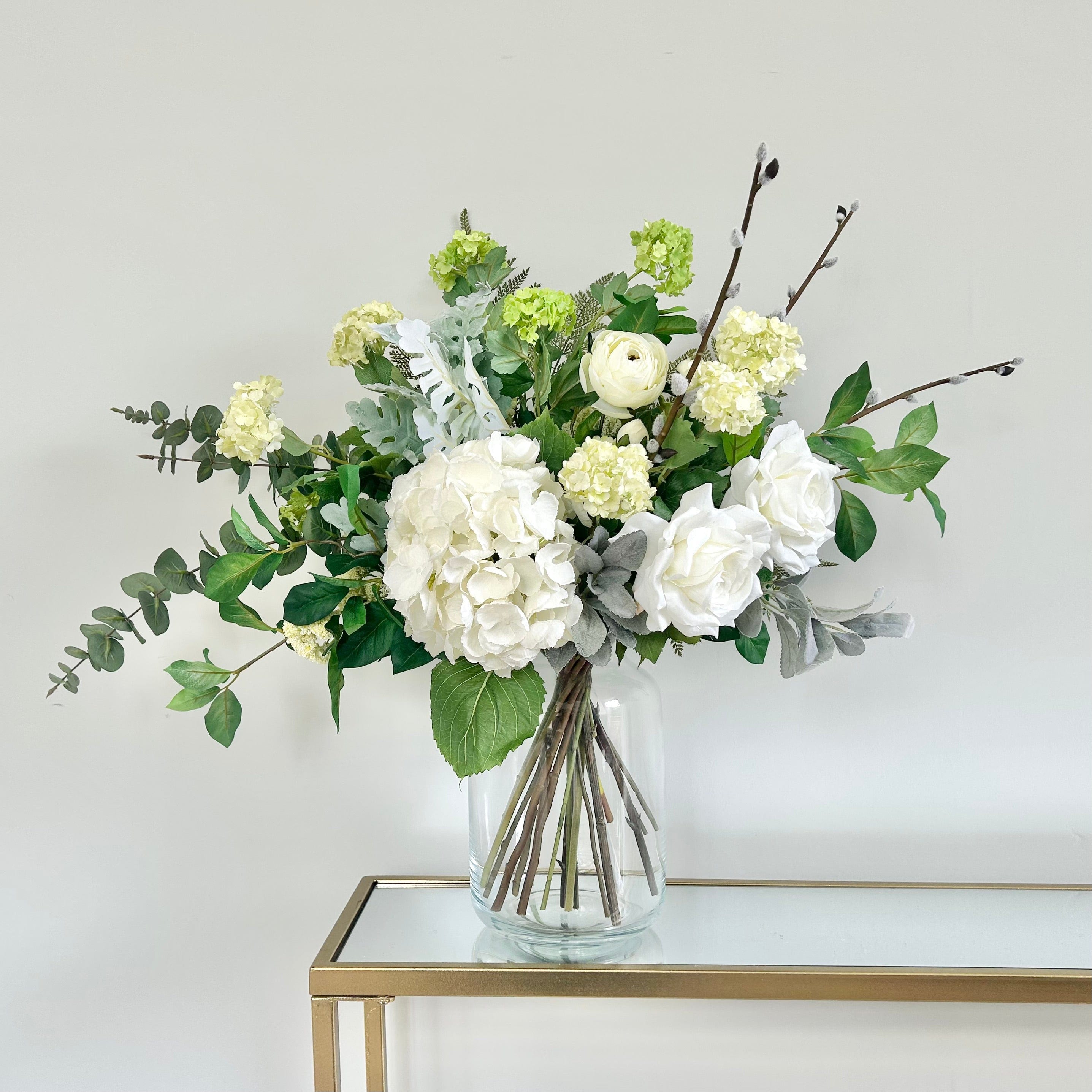 Realistic Rose Above It Bouquet & Clear Funnel Neck Vase Set ROSE + ABV2253 by The Faux Flower Company