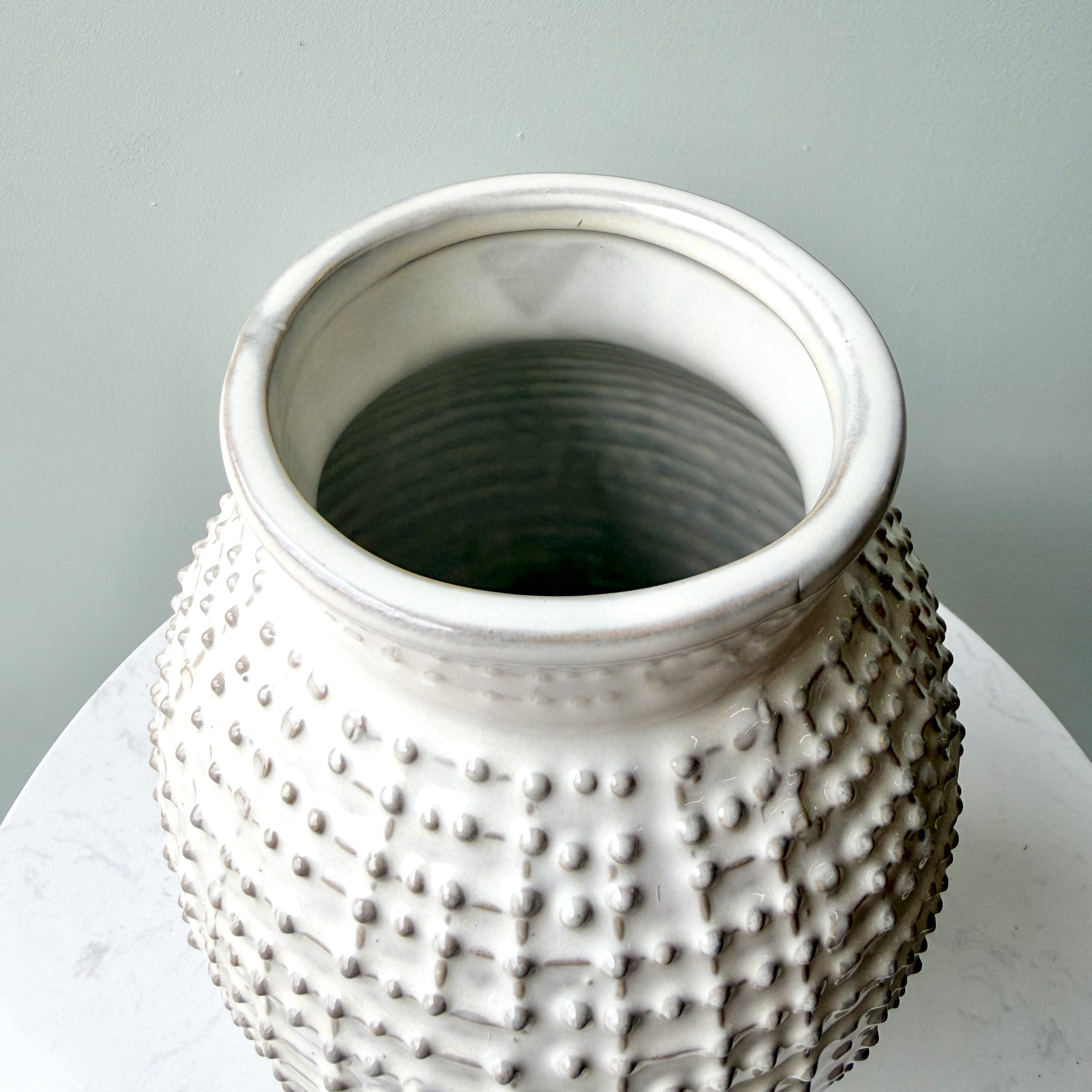 Realistic Small Warm White Dot Vase AHCH-0310 by The Faux Flower Company