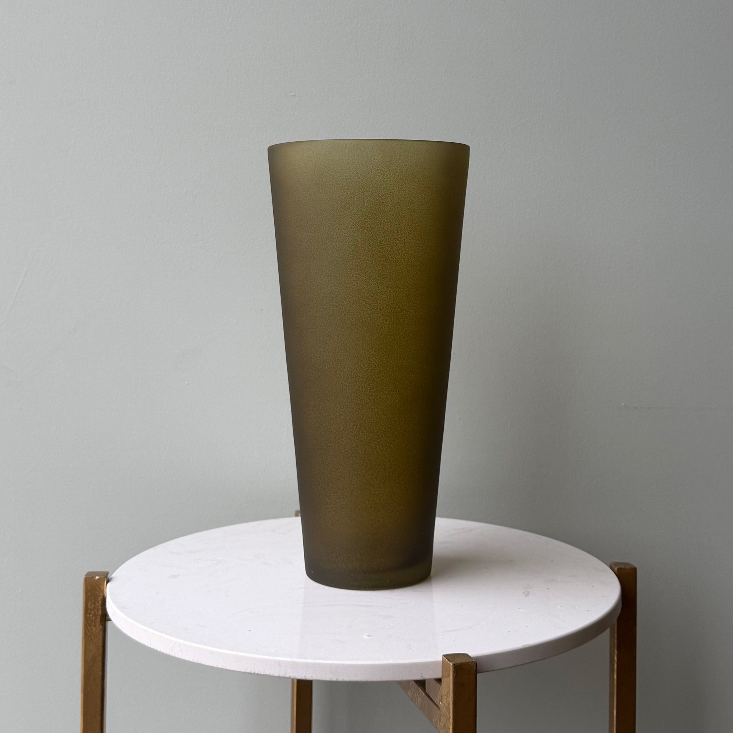 Realistic Smoky Olive Glass Fluted Vase AHCH-0820 by The Faux Flower Company