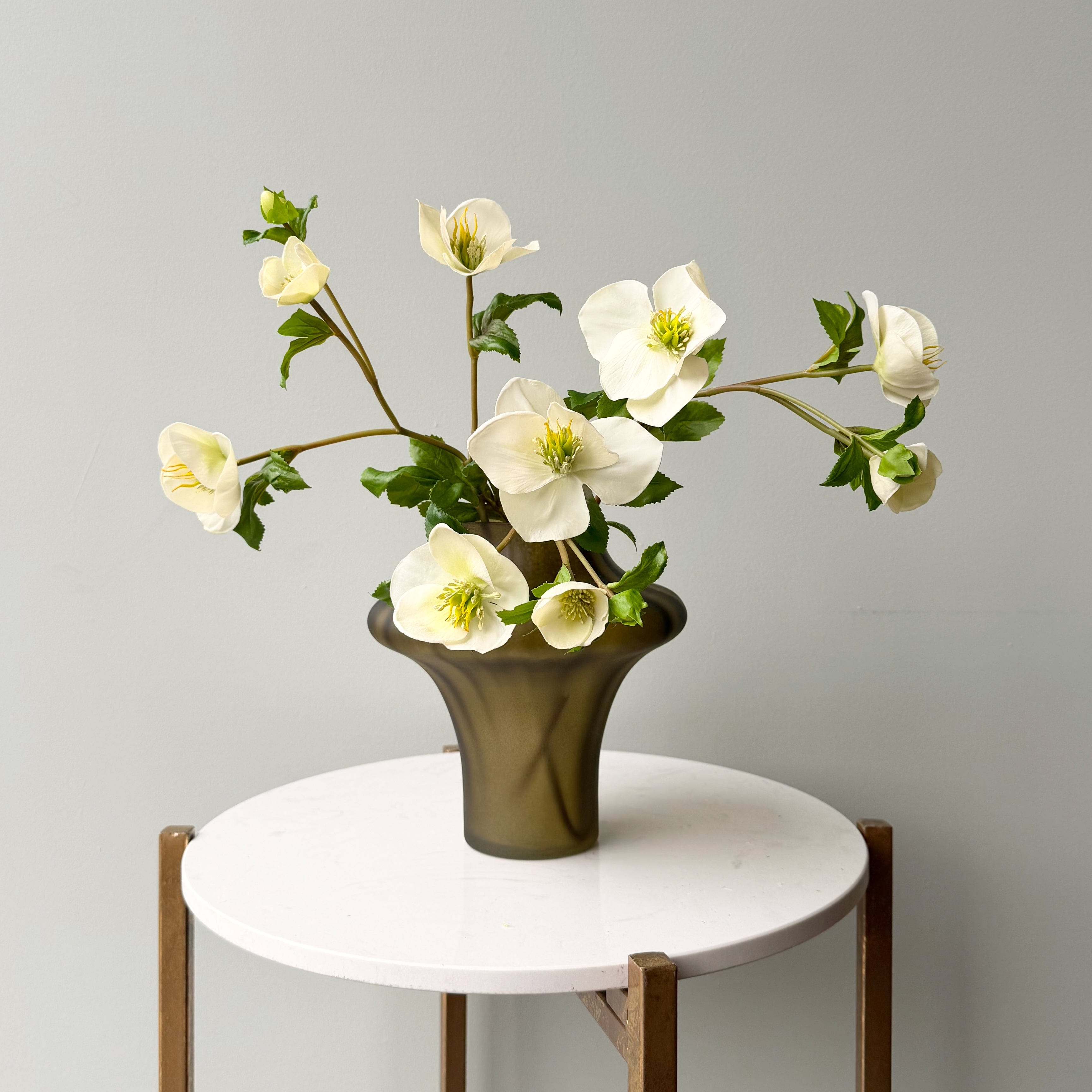 Realistic Smoky Olive Glass Sculptured Vase AHCH-0880 by The Faux Flower Company