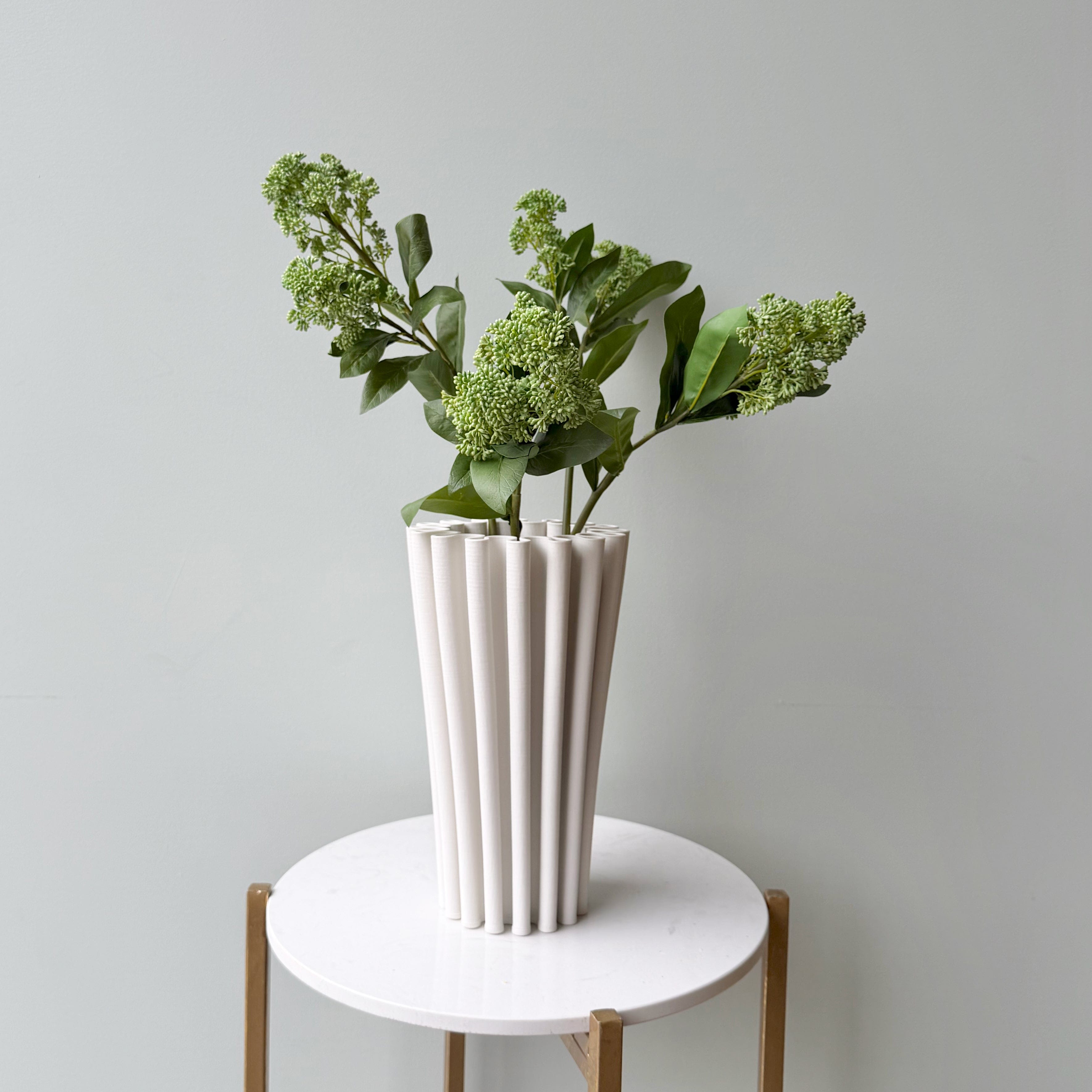 Realistic White 3D Printed Vase AHCH-0100 by The Faux Flower Company