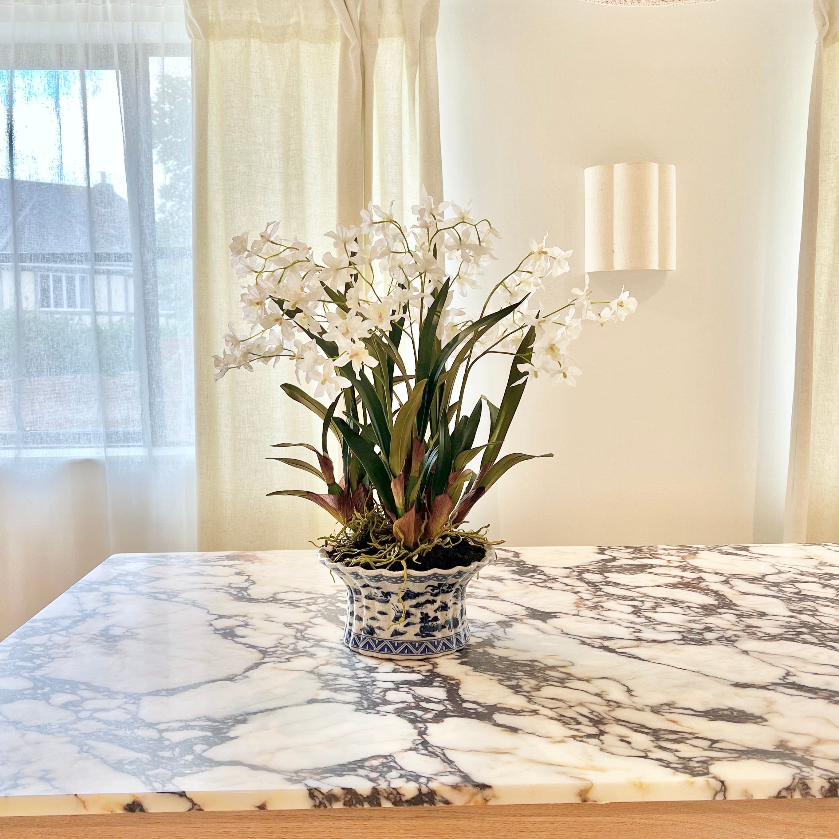 Realistic White Artificial Dendrobium Orchid Plant ABY2062WH by The Faux Flower Company