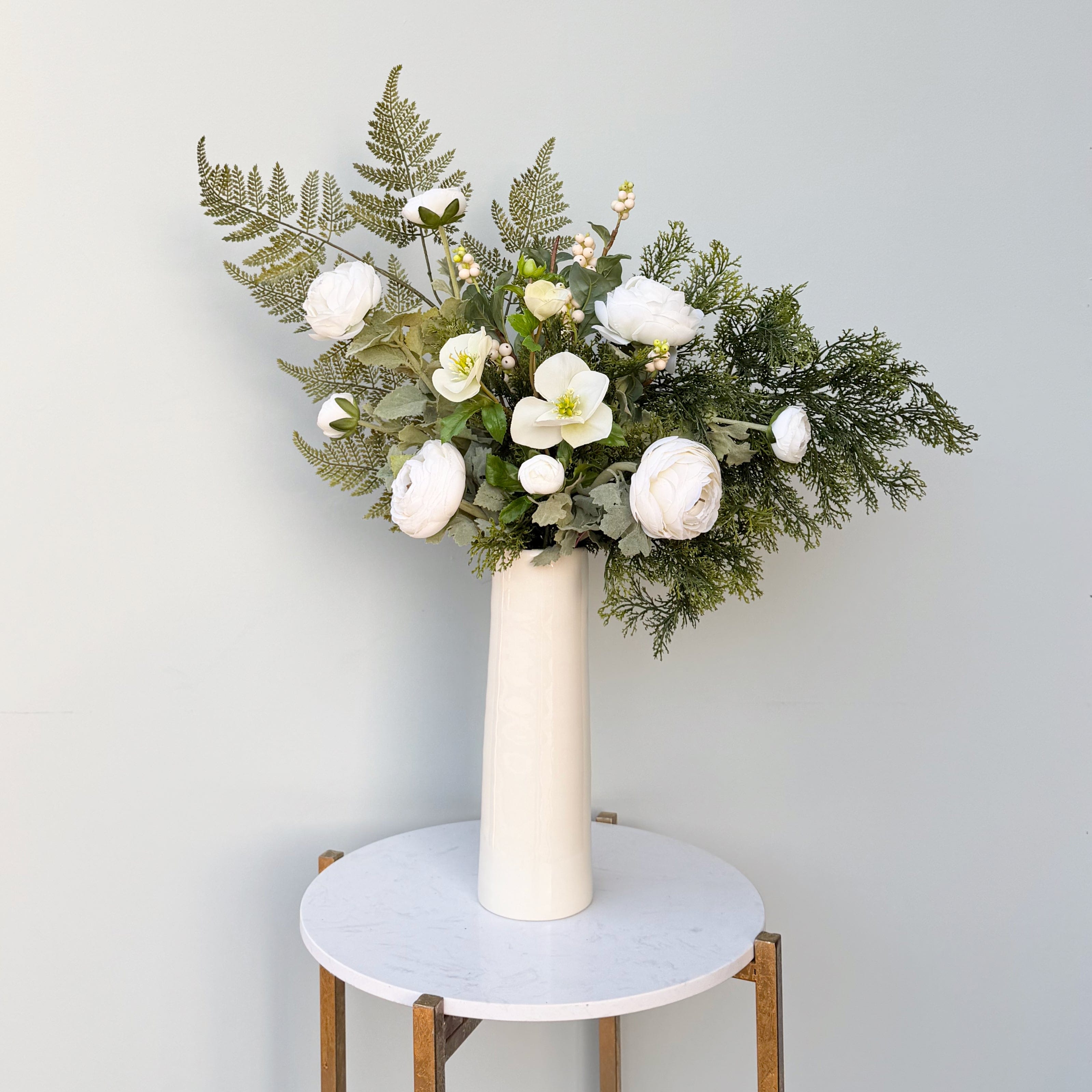 Realistic Winter Woodland Artificial Flower Arrangement by The Faux Flower Company
