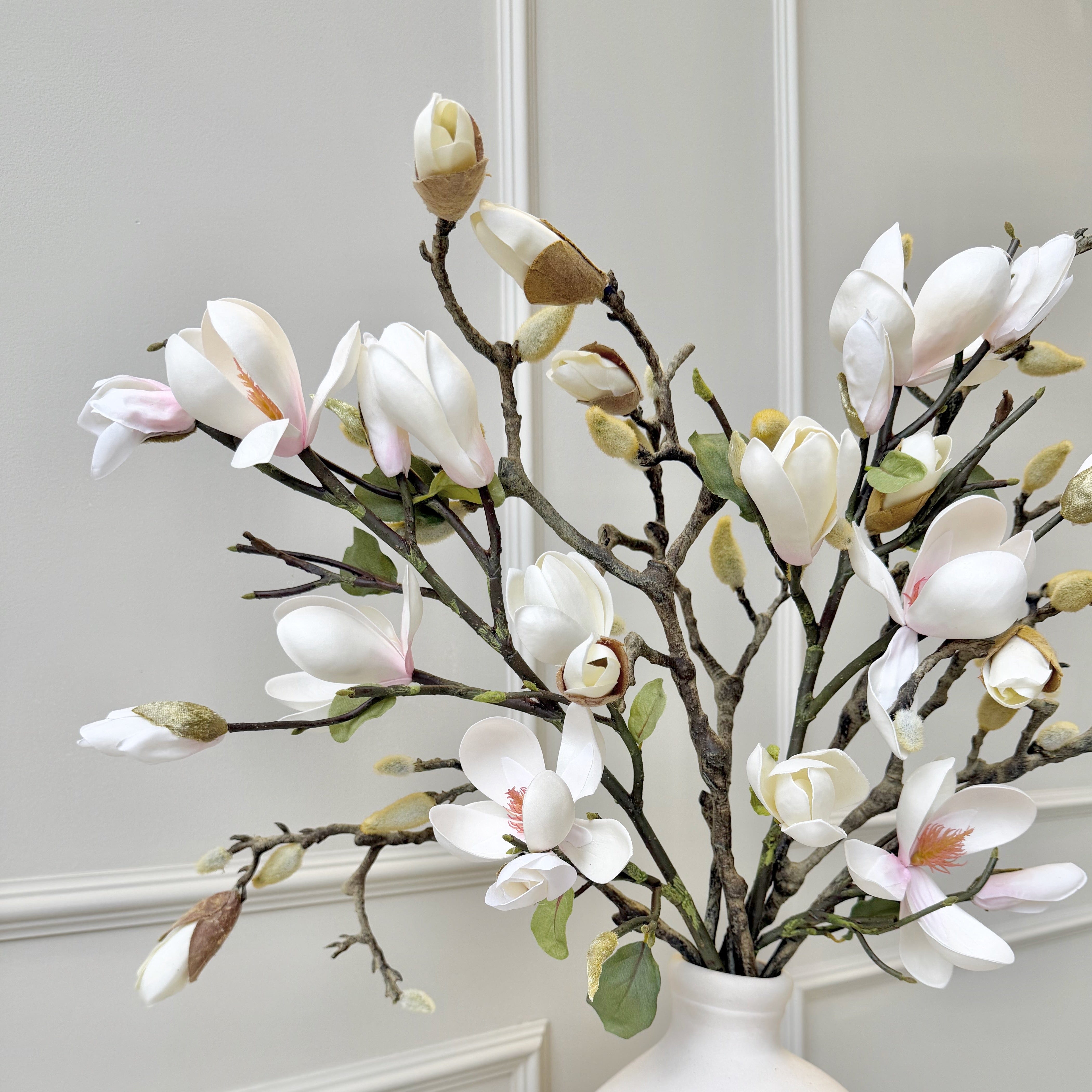 Realistic Artificial Mixed Magnolia Flower Arrangement by The Faux Flower Company