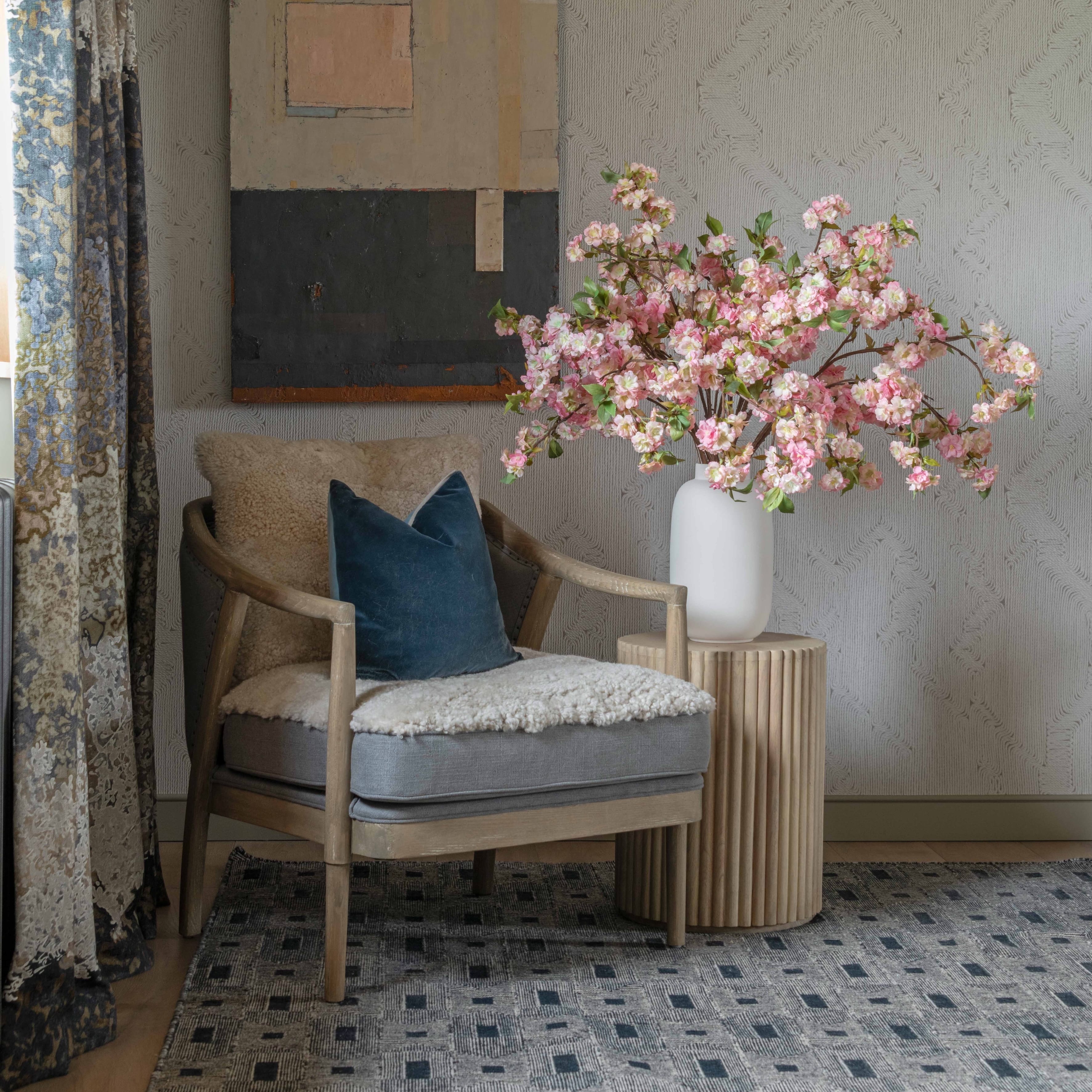 Realistic Artificial Tall Pink Cherry Blossom Branch ABX4543PK by The Faux Flower Company