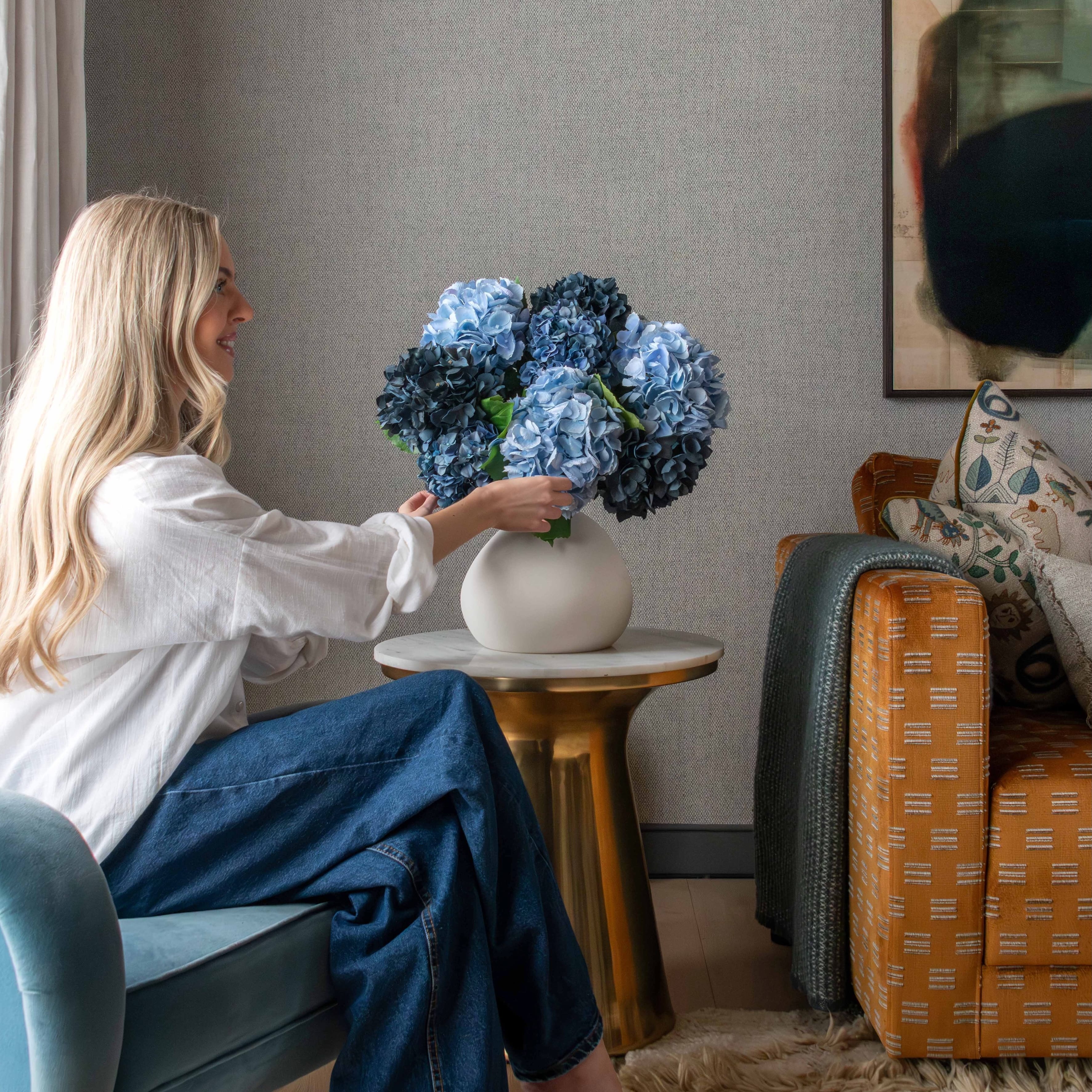 Realistic Maison Bleu Artificial Flower Arrangement by The Faux Flower Company