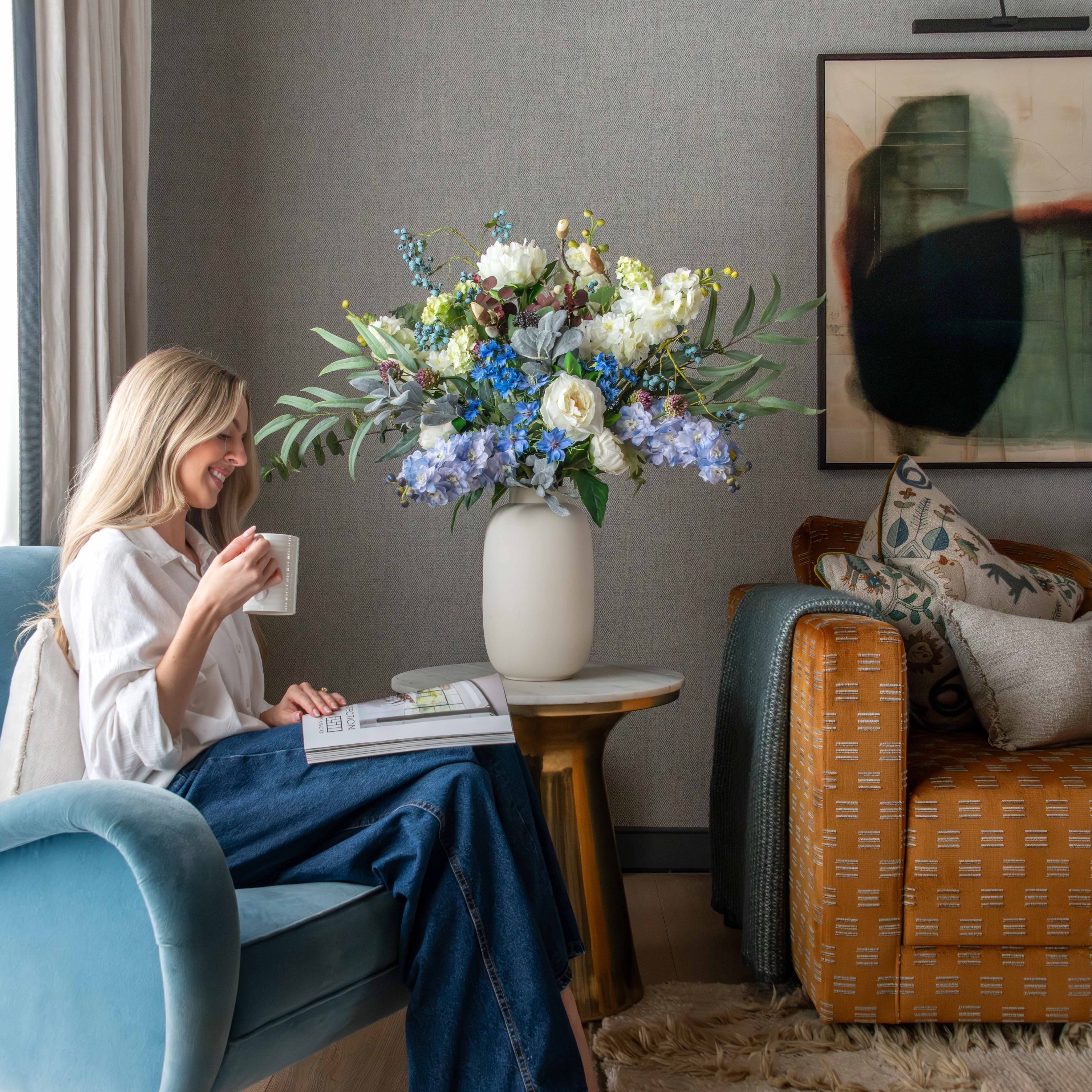 Realistic Under Parisian Skies Splendour Artificial Flower Arrangement by The Faux Flower Company