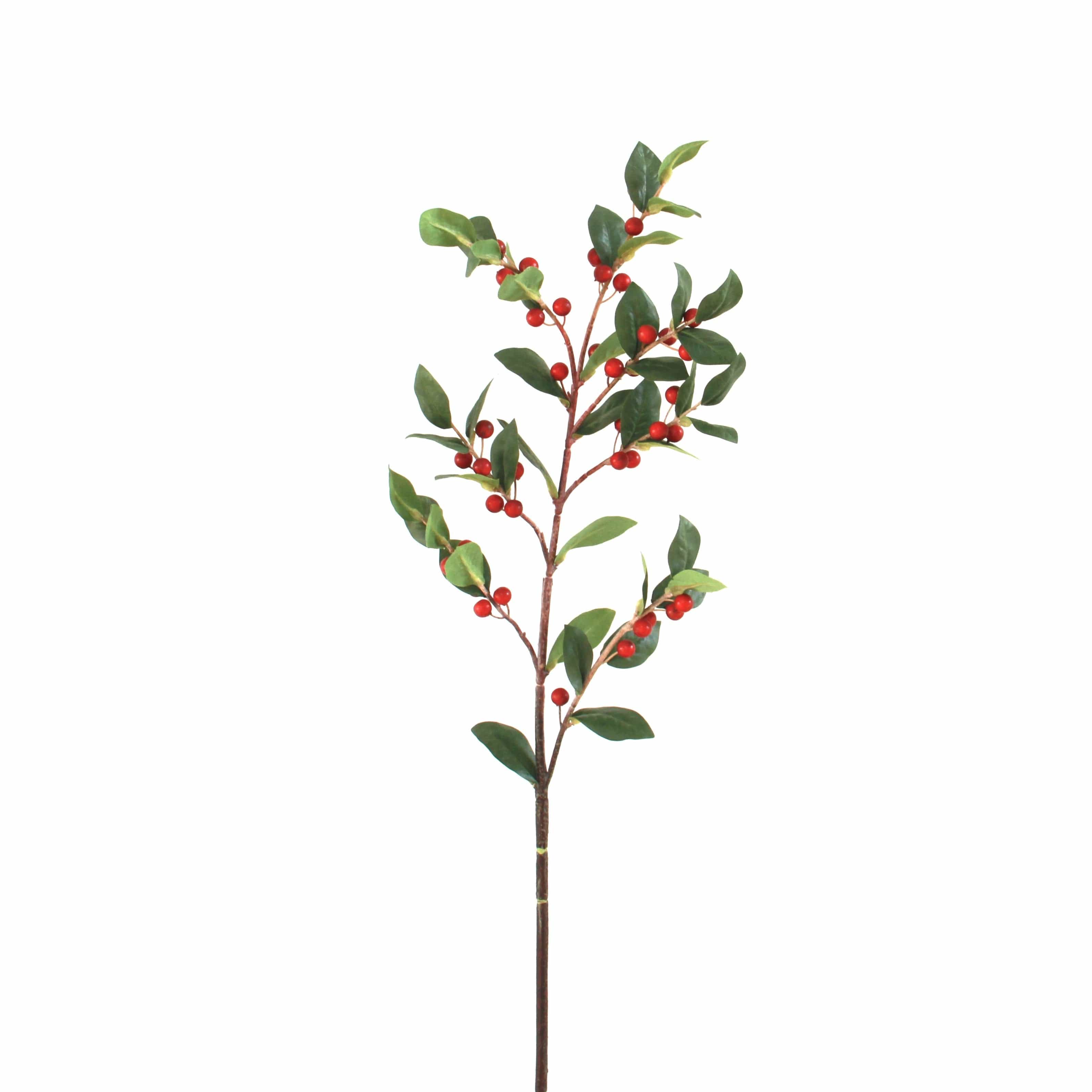 Realistic Artificial Red Berries with Leaves ABX0683RD by The Faux Flower Company