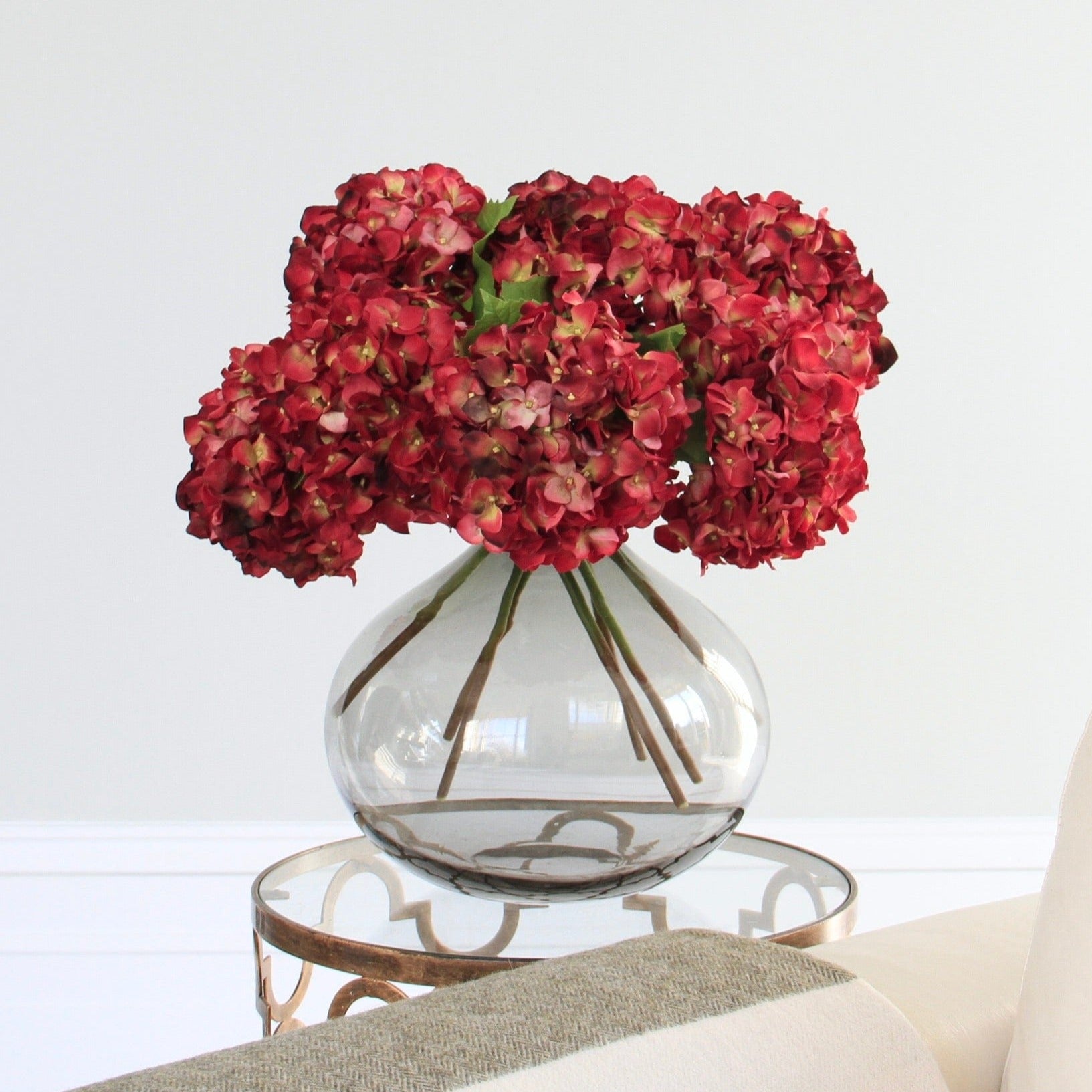 Realistic Artificial Red Dried Hydrangea ABY5070RD by The Faux Flower Company