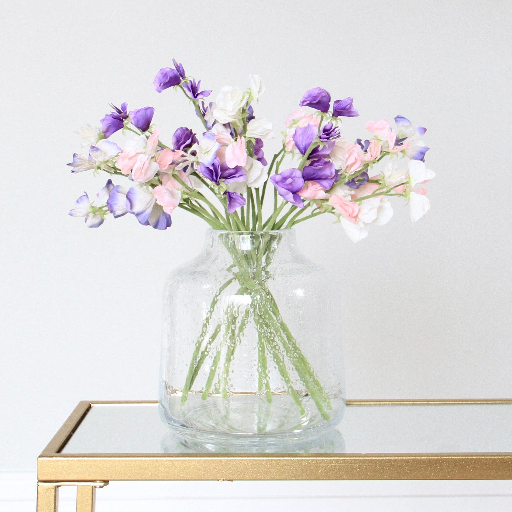 Realistic Artificial Small Mixed Sweet Pea Arrangement by The Faux Flower Company