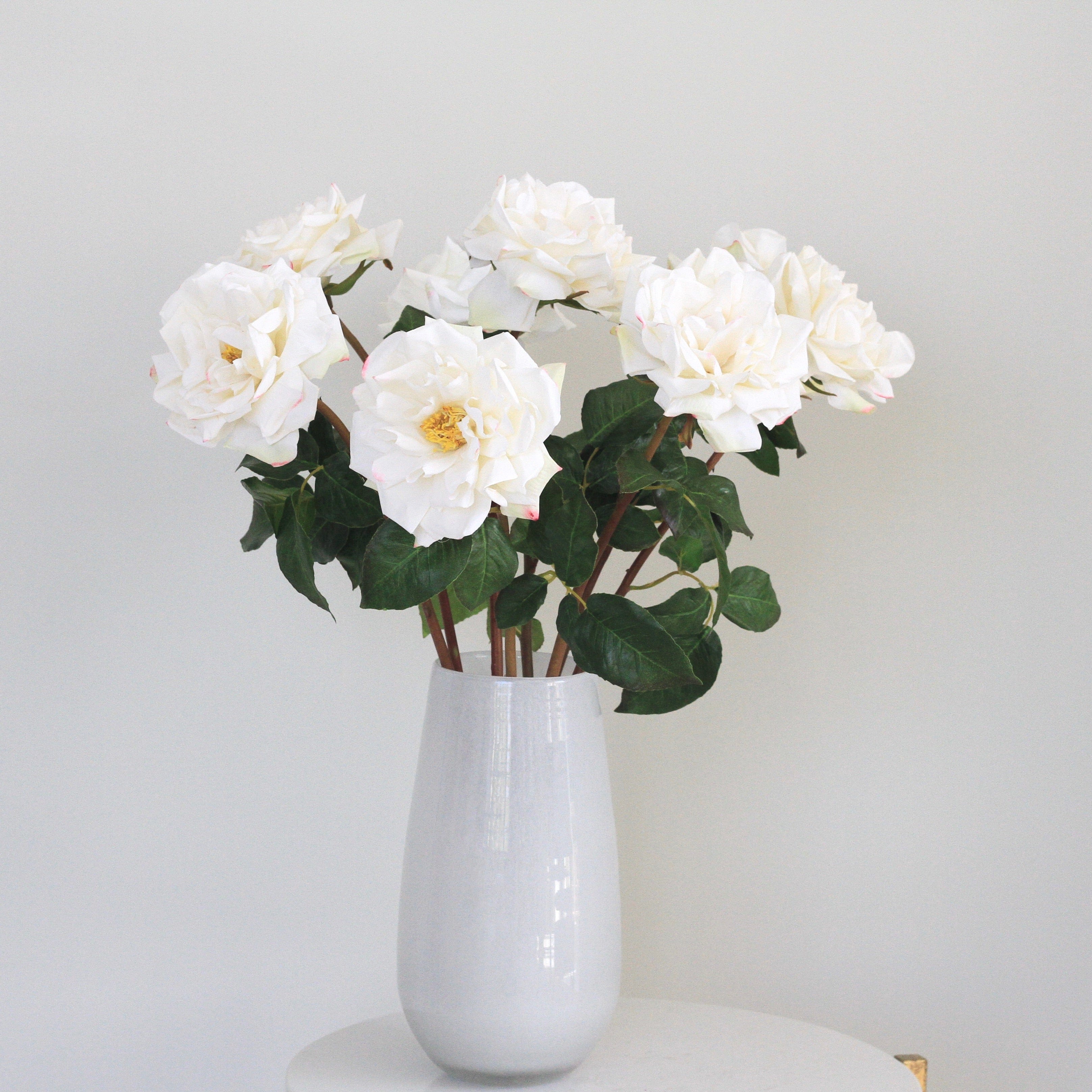 Realistic Artificial White Garden Rose ABY3108WH by The Faux Flower Company