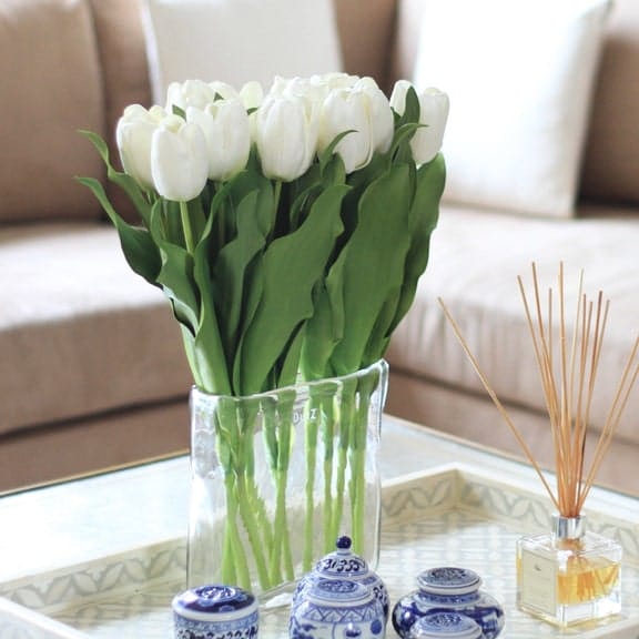 Realistic Artificial White Open Tulip ABY2618WH by The Faux Flower Company