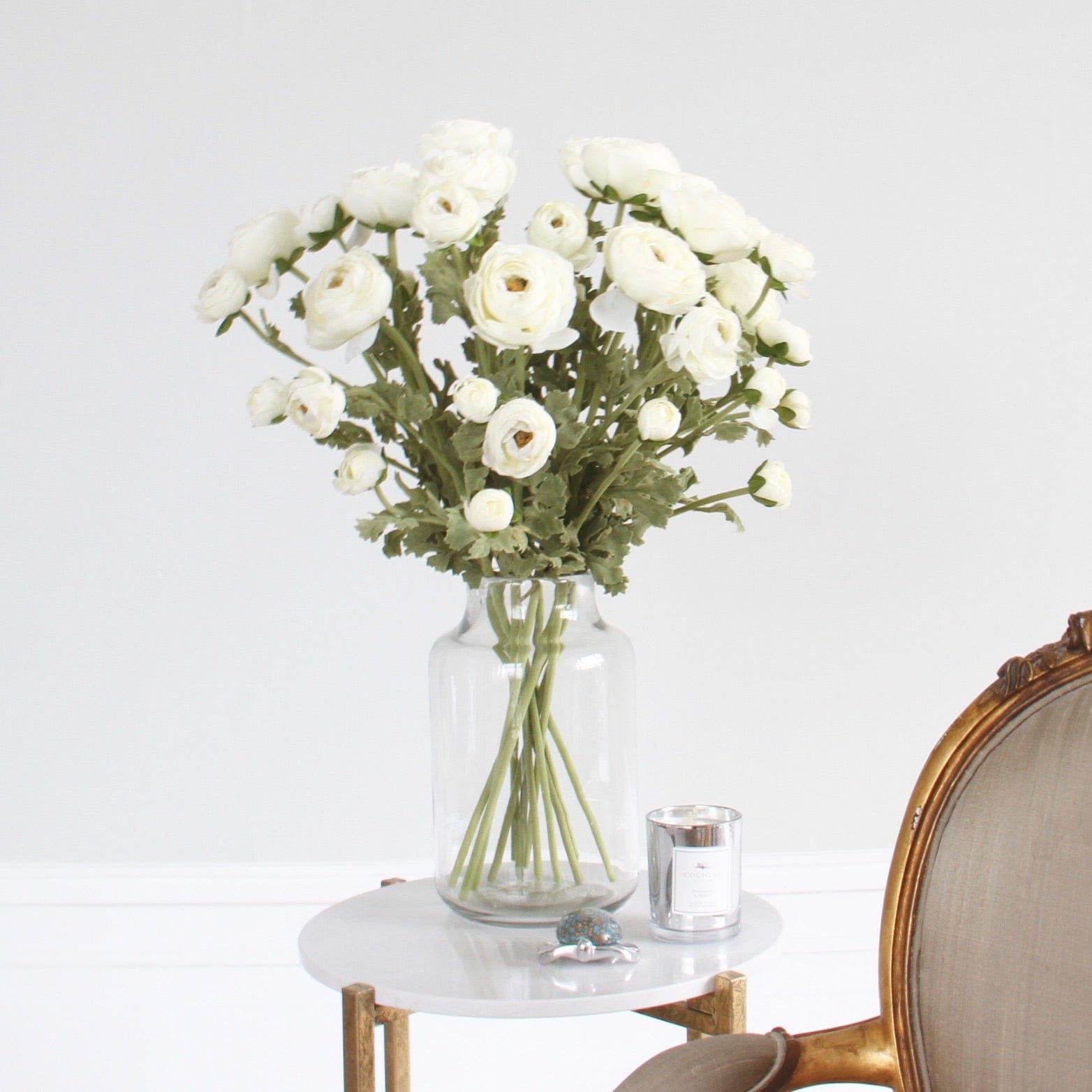 Realistic Artificial White Ranunculus Spray ABX8534WH by The Faux Flower Company