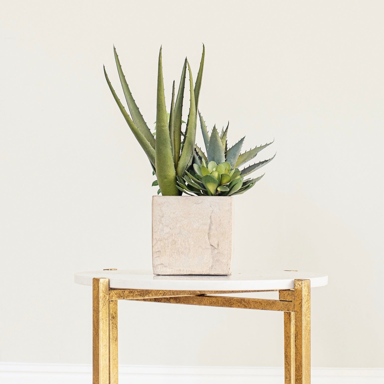 Realistic Green Artificial Succulent Plants with Pot AHCH-229 by The Faux Flower Company