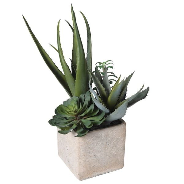 Realistic Green Artificial Succulent Plants with Pot AHCH-229 by The Faux Flower Company