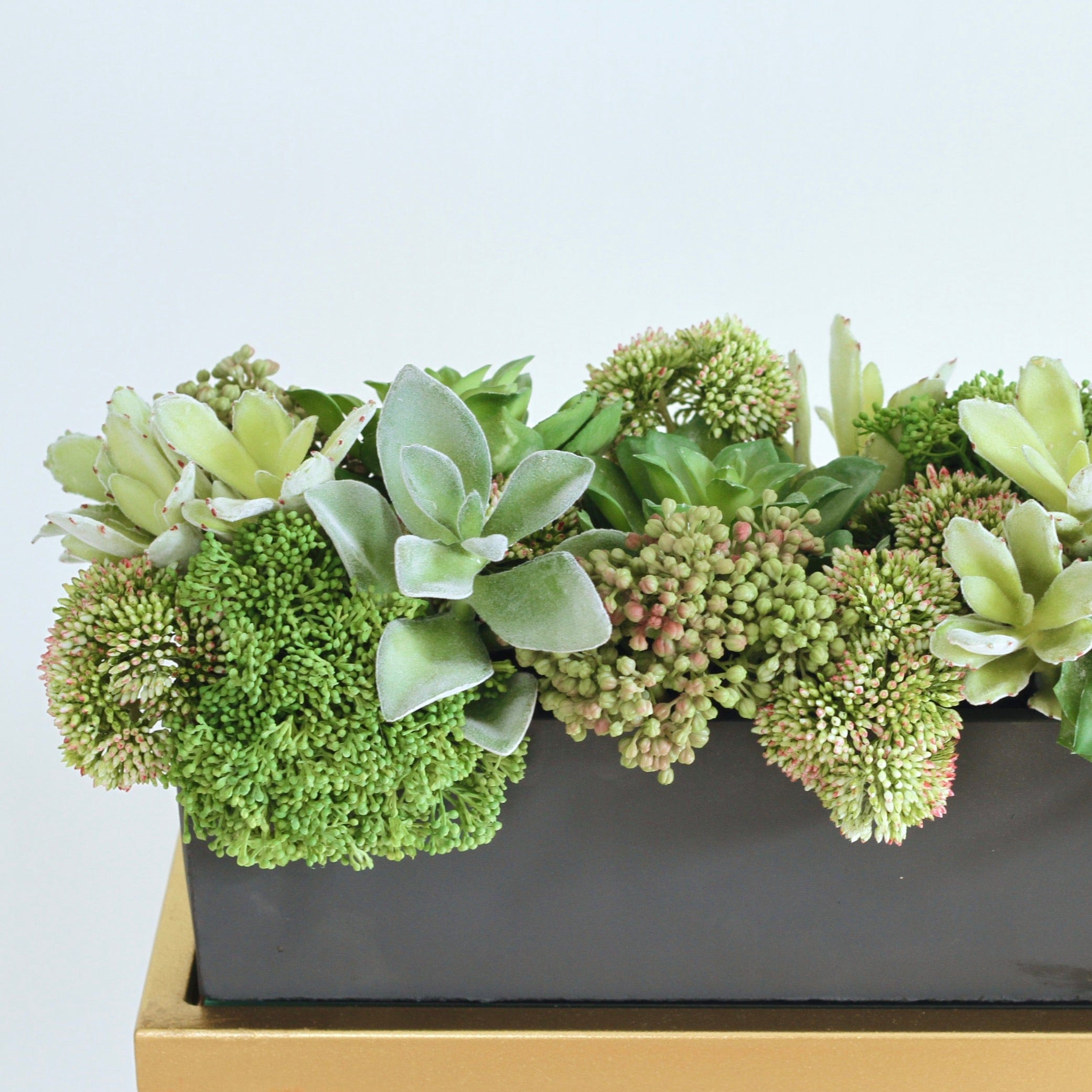 Realistic Green Succulent & Skimmia Arrangement AHCH-803 by The Faux Flower Company