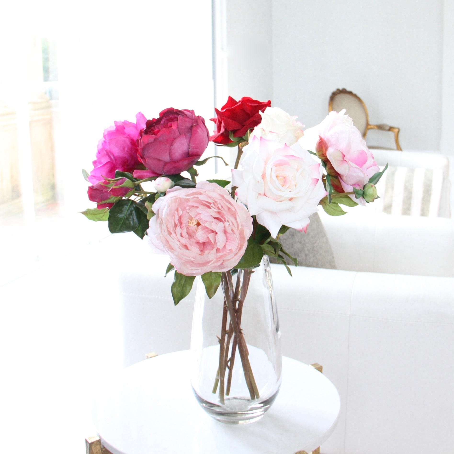 Realistic Shades of Love Artificial Rose & Peony Arrangement by The Faux Flower Company