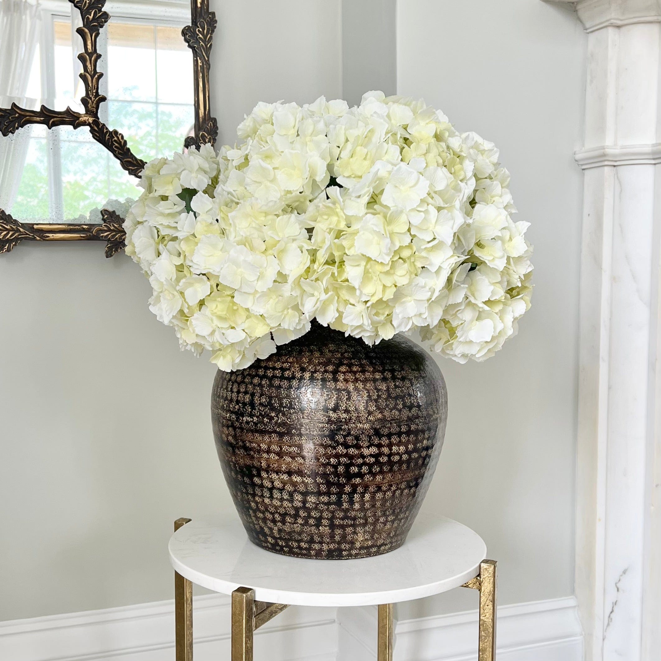 Realistic Artificial Cream Hydrangea Lacecap ABX5002CR-54 by The Faux Flower Company