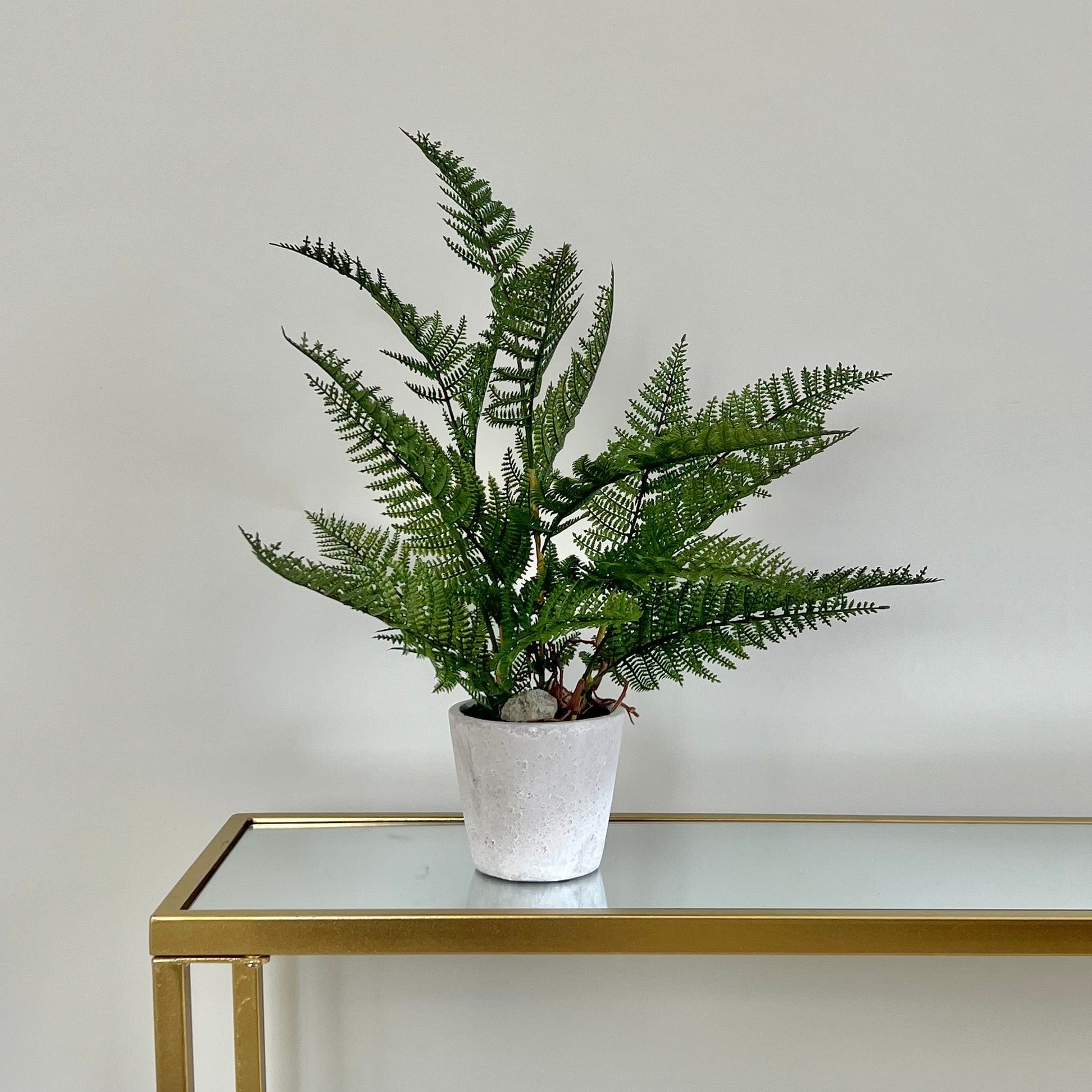 Realistic Artificial Green Bracken Fern in Cement Pot AHCH-1518 by The Faux Flower Company