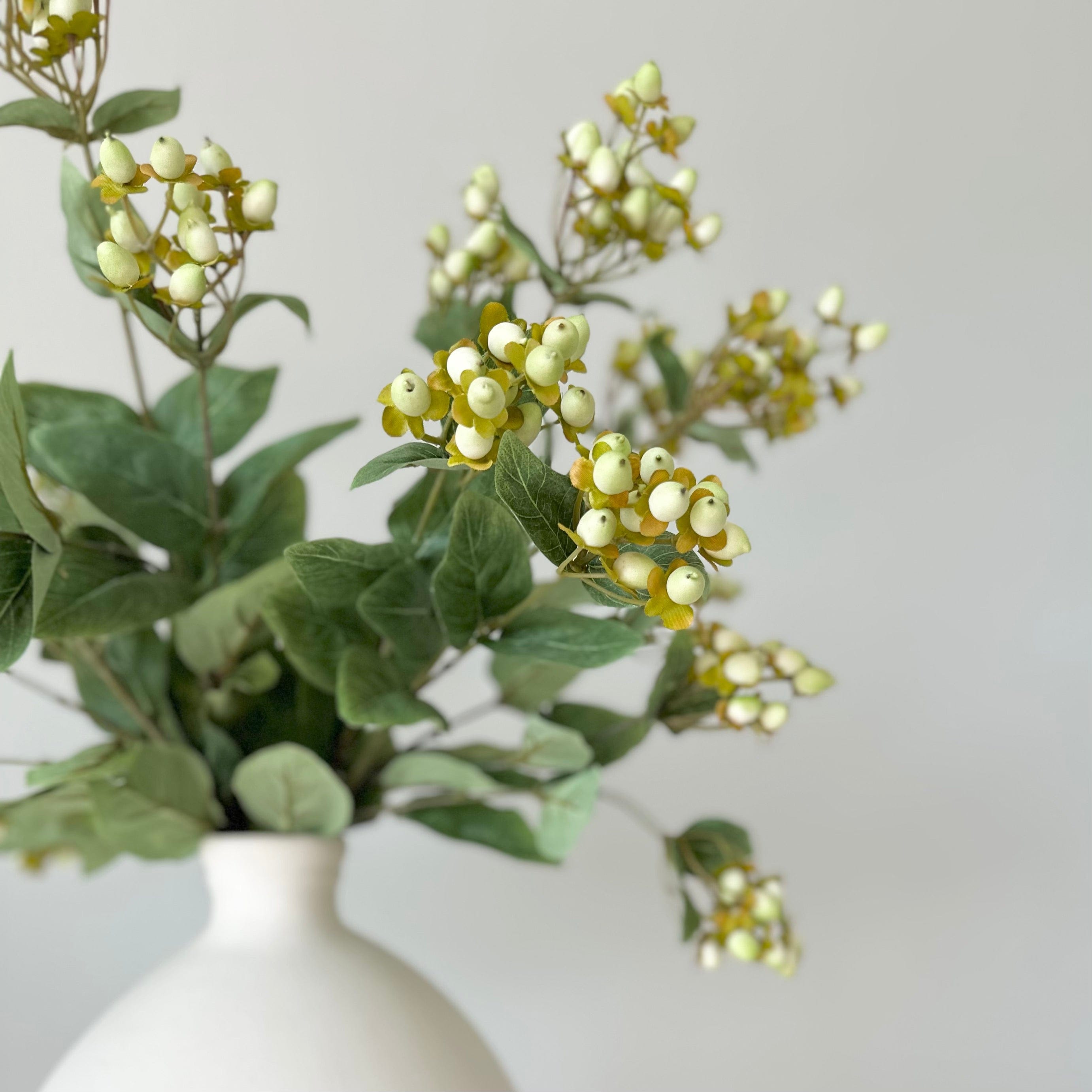Realistic Artificial Green Hypericum Berries ABX5063WH by The Faux Flower Company