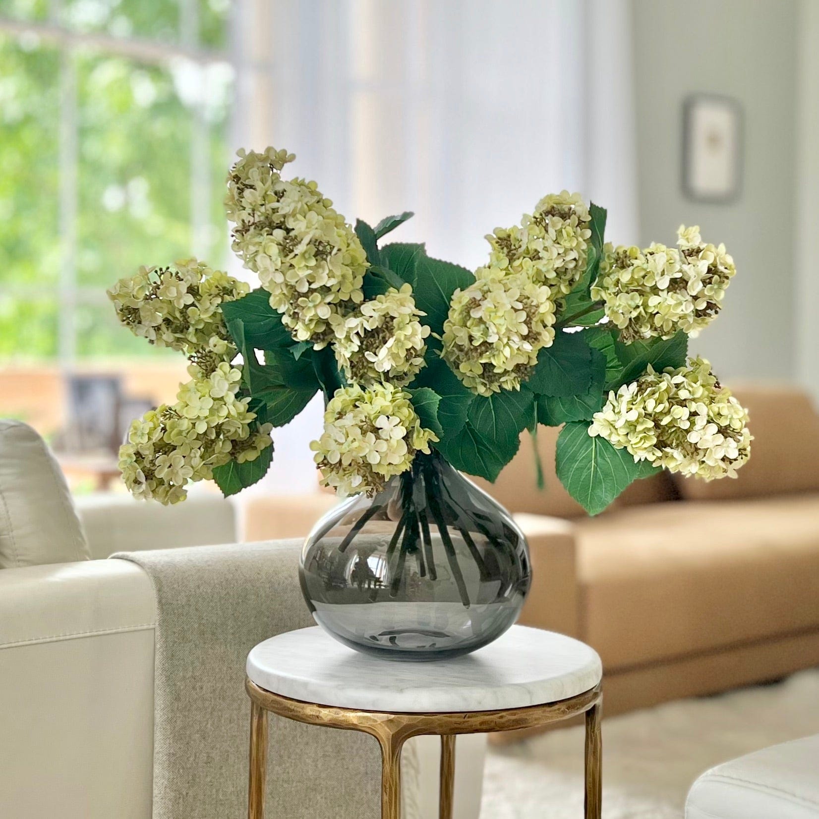 Realistic Artificial Green Paniculata Hydrangea ABX5004GR by The Faux Flower Company