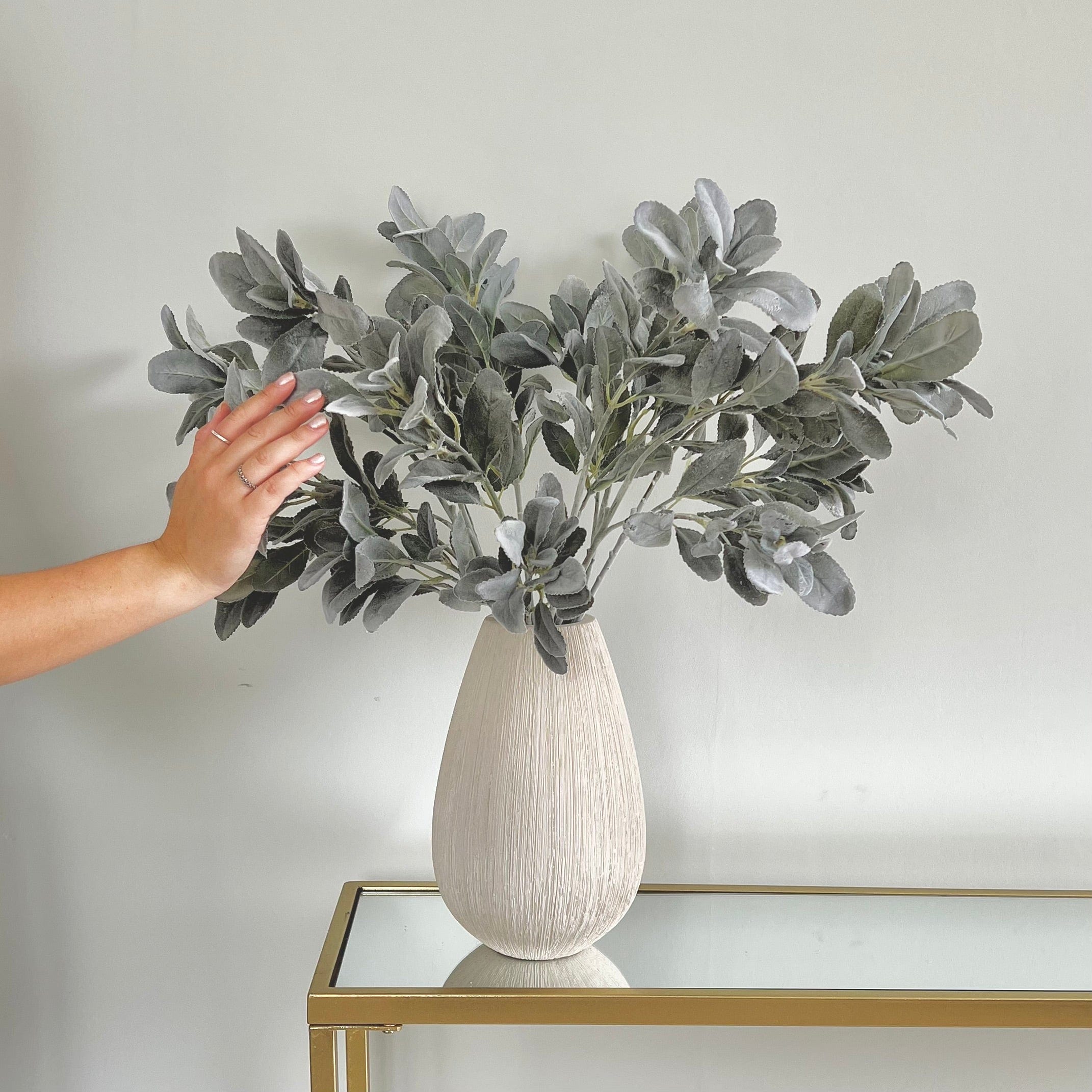 Realistic Artificial Grey & Silver Lambs Leaf ABX6621GR by The Faux Flower Company