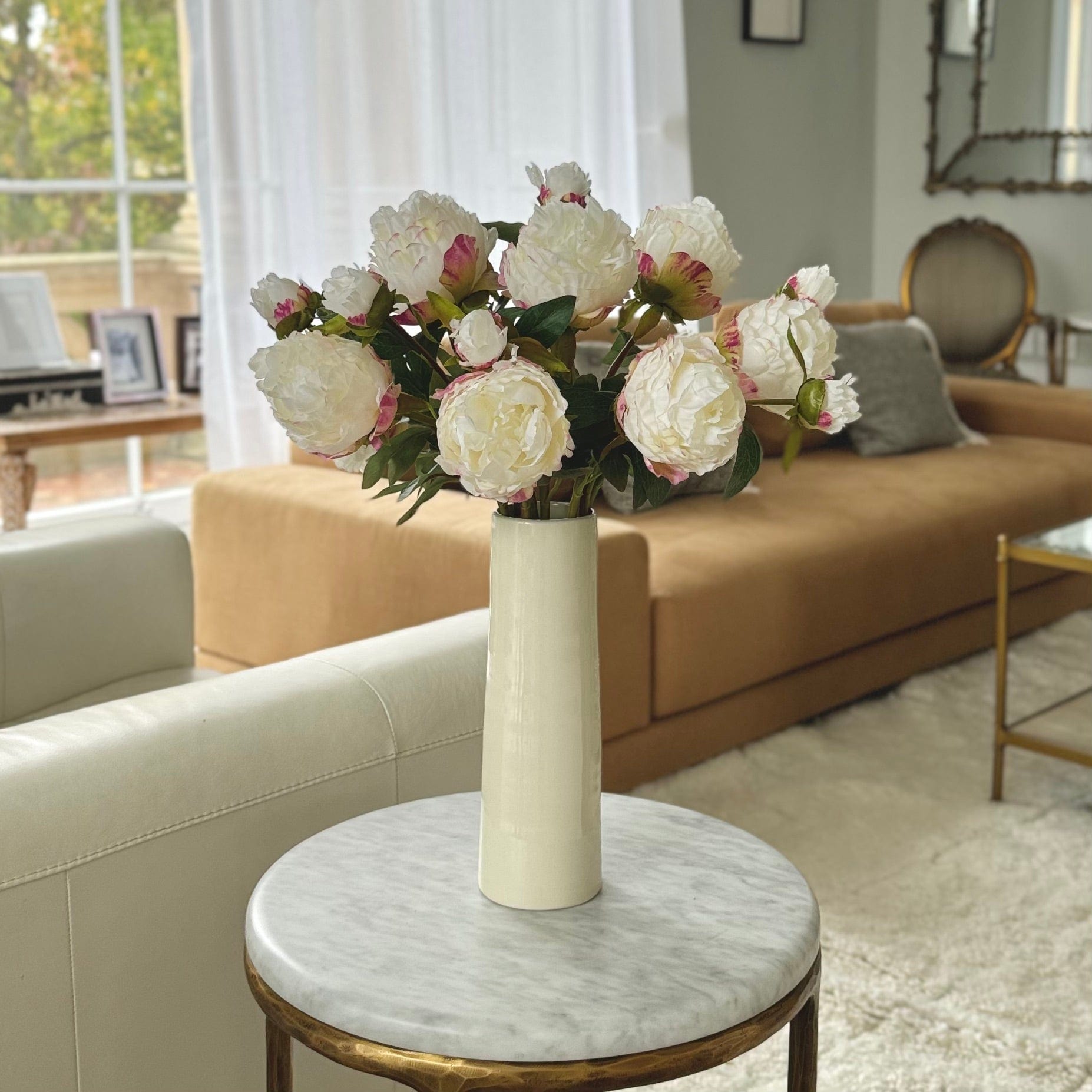 Realistic Artificial Large White Peony ABX1105WH by The Faux Flower Company