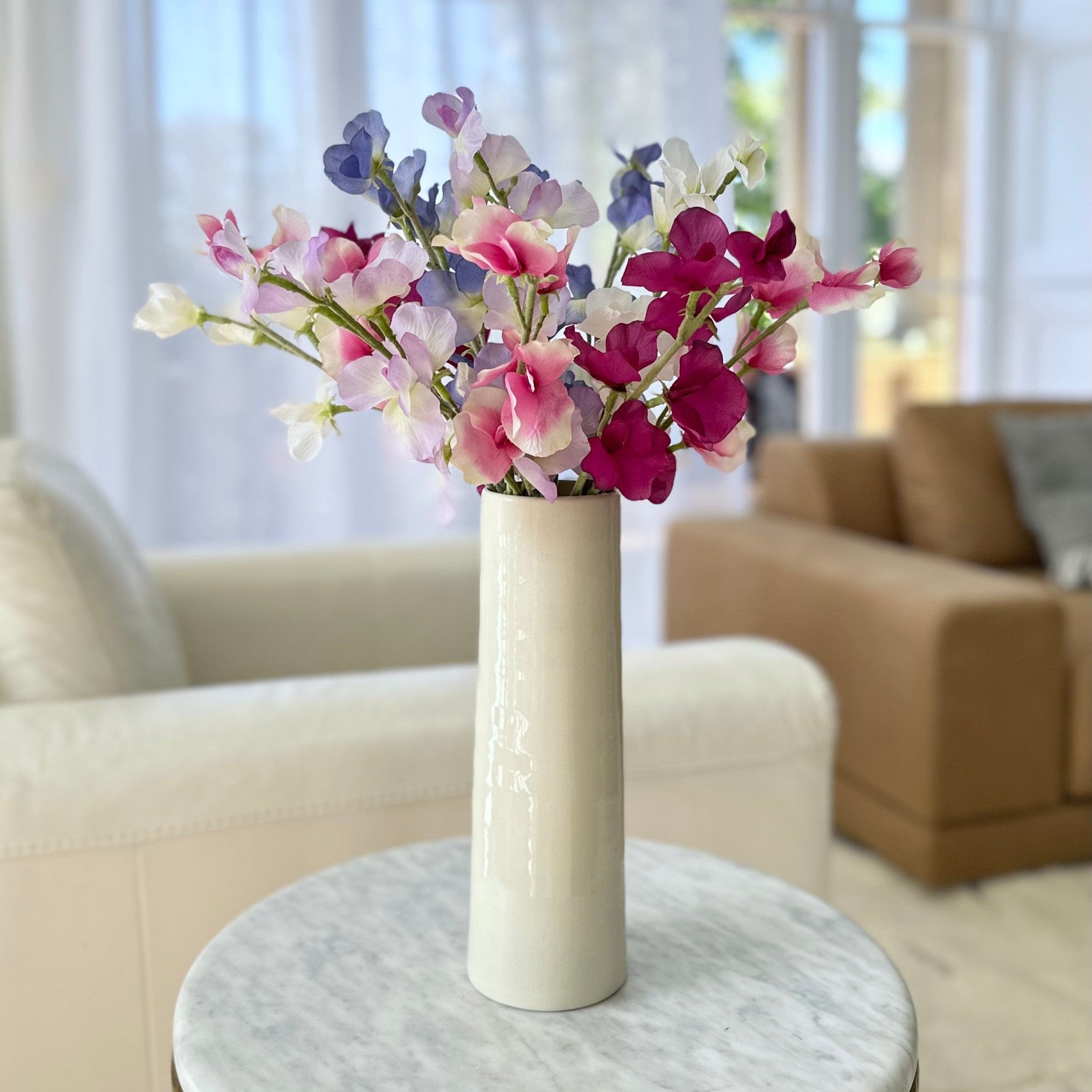 Realistic Artificial Mixed Sweet Pea Arrangement by The Faux Flower Company