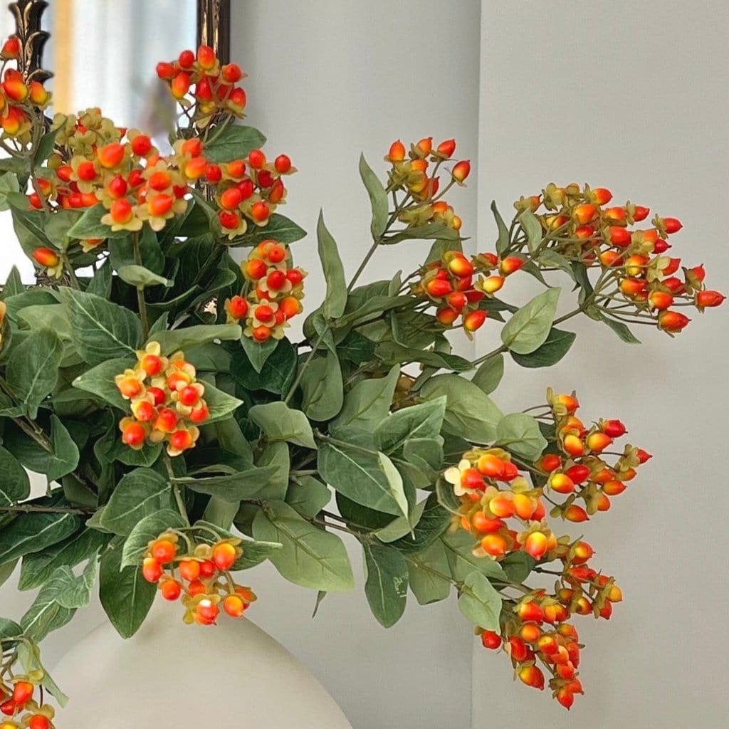 Realistic Artificial Orange Hypericum Berries ABX5063OR by The Faux Flower Company