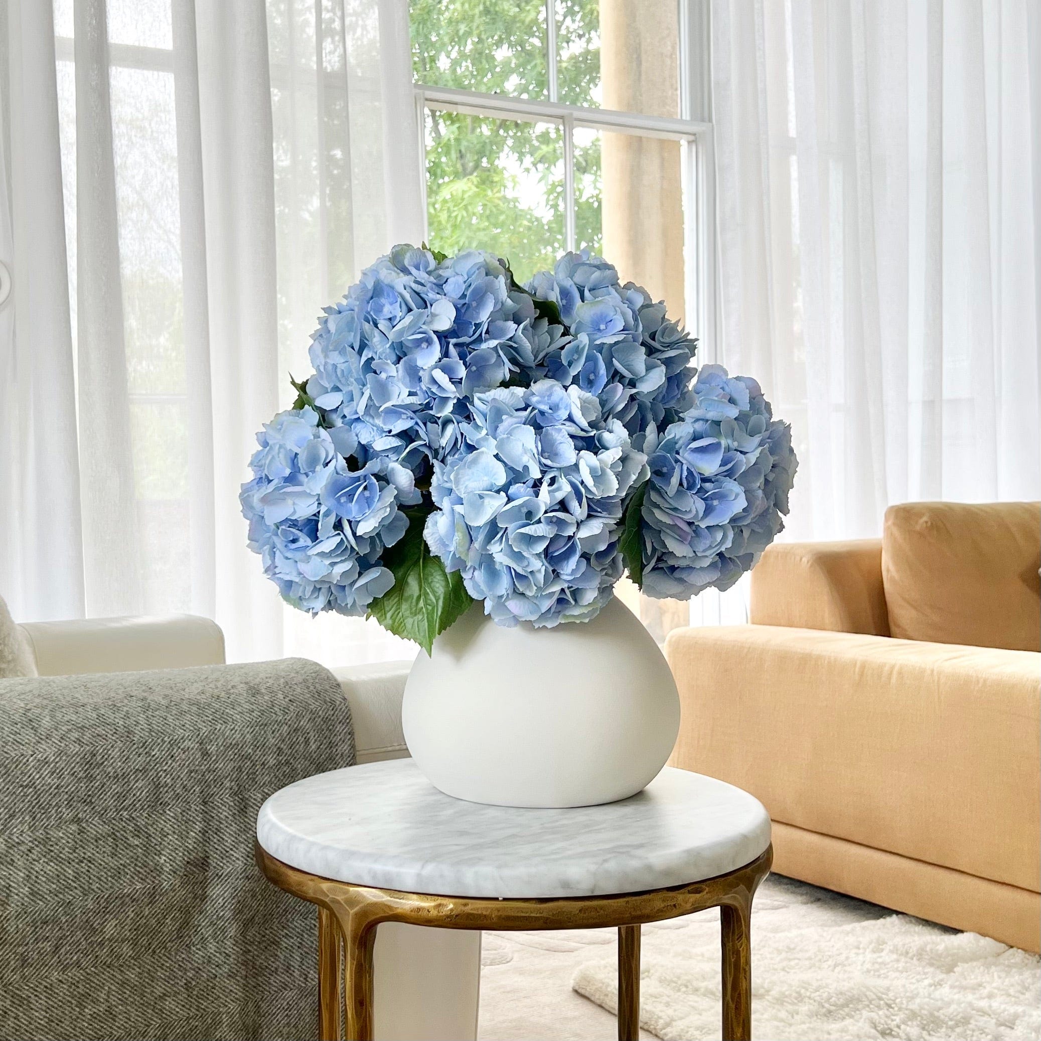 Realistic Artificial Pale Blue Hydrangea ABX5001LBL by The Faux Flower Company