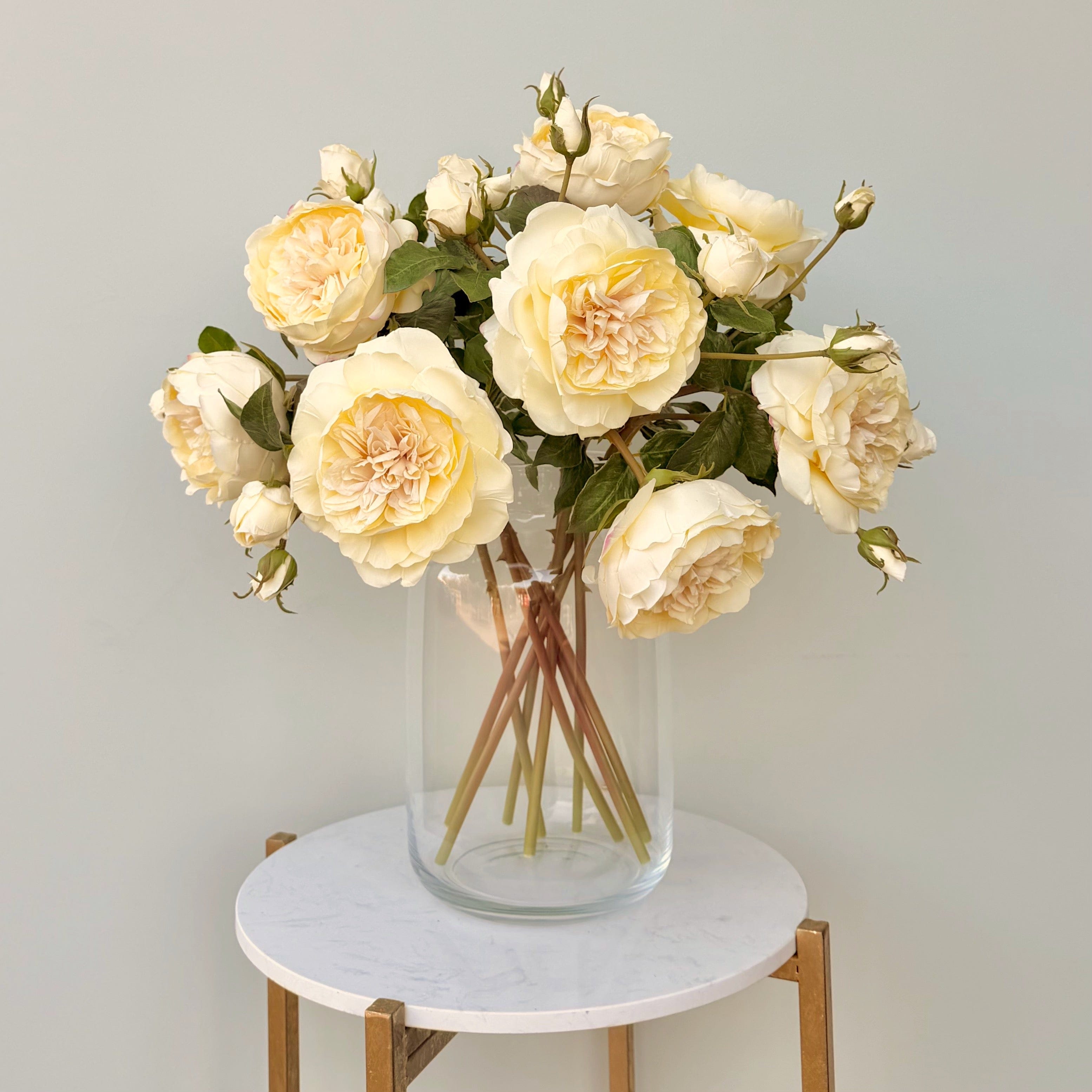Realistic Artificial Pale Yellow English Rose ABY5013LY by The Faux Flower Company