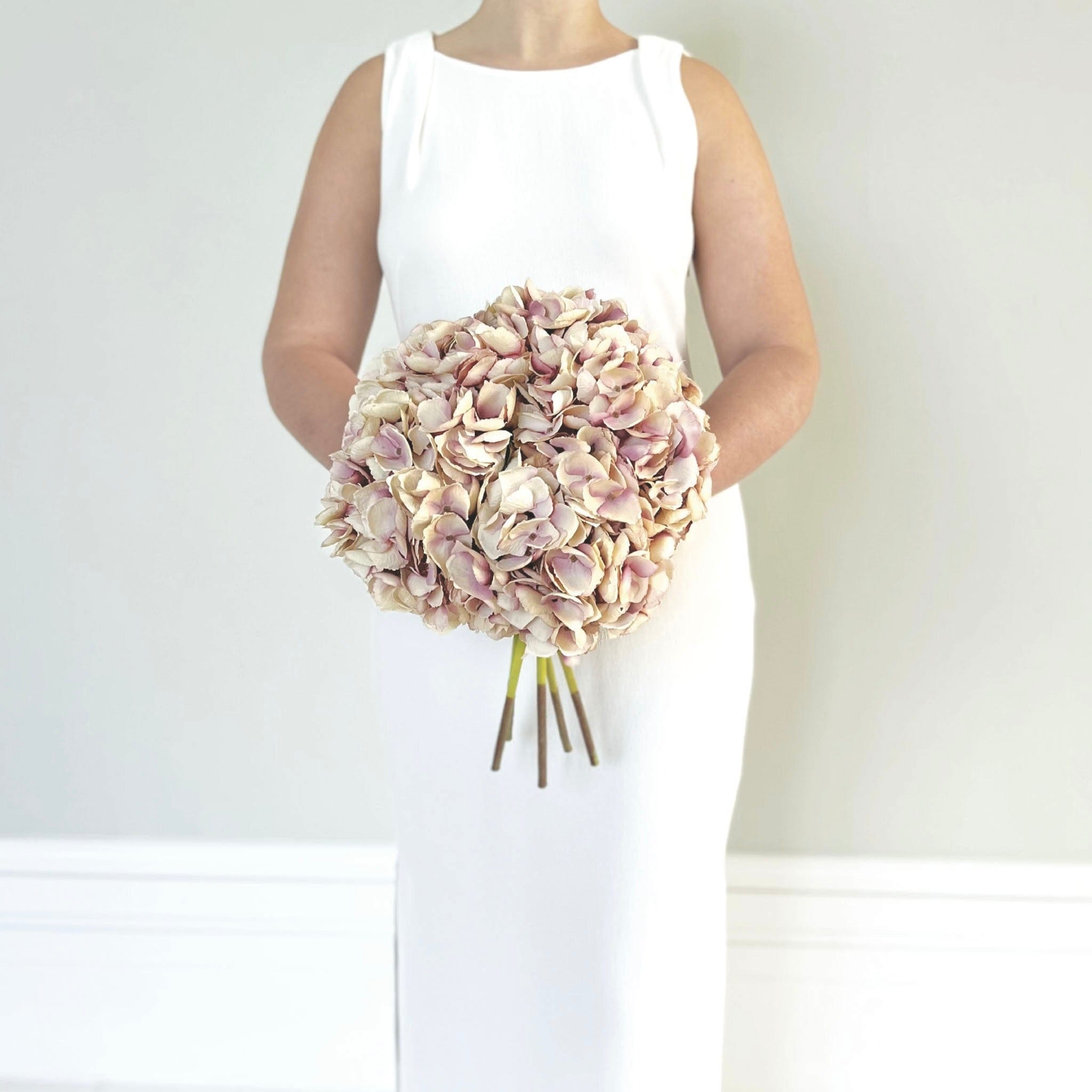 Realistic Artificial Pink Hydrangea Wedding Arrangement by The Faux Flower Company